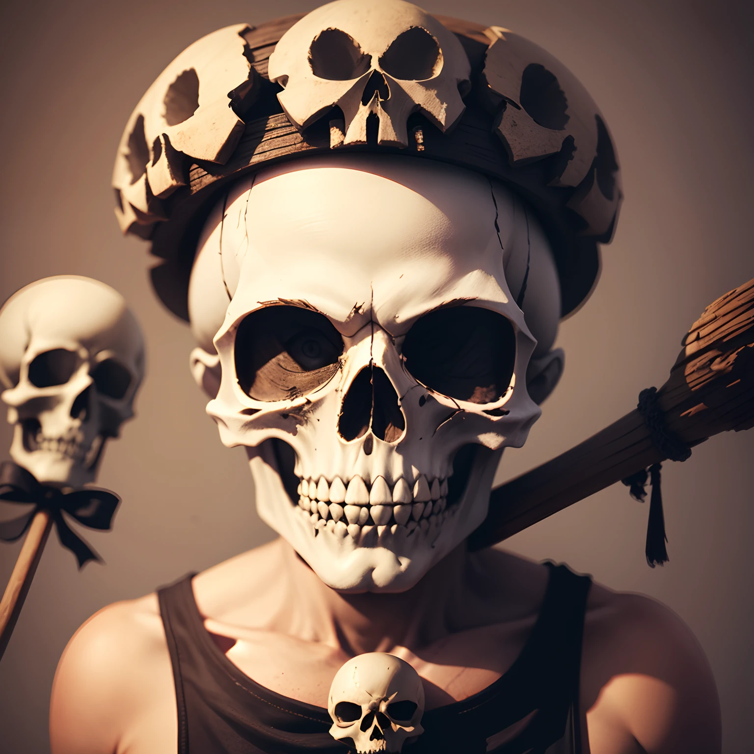 Scull on a stick