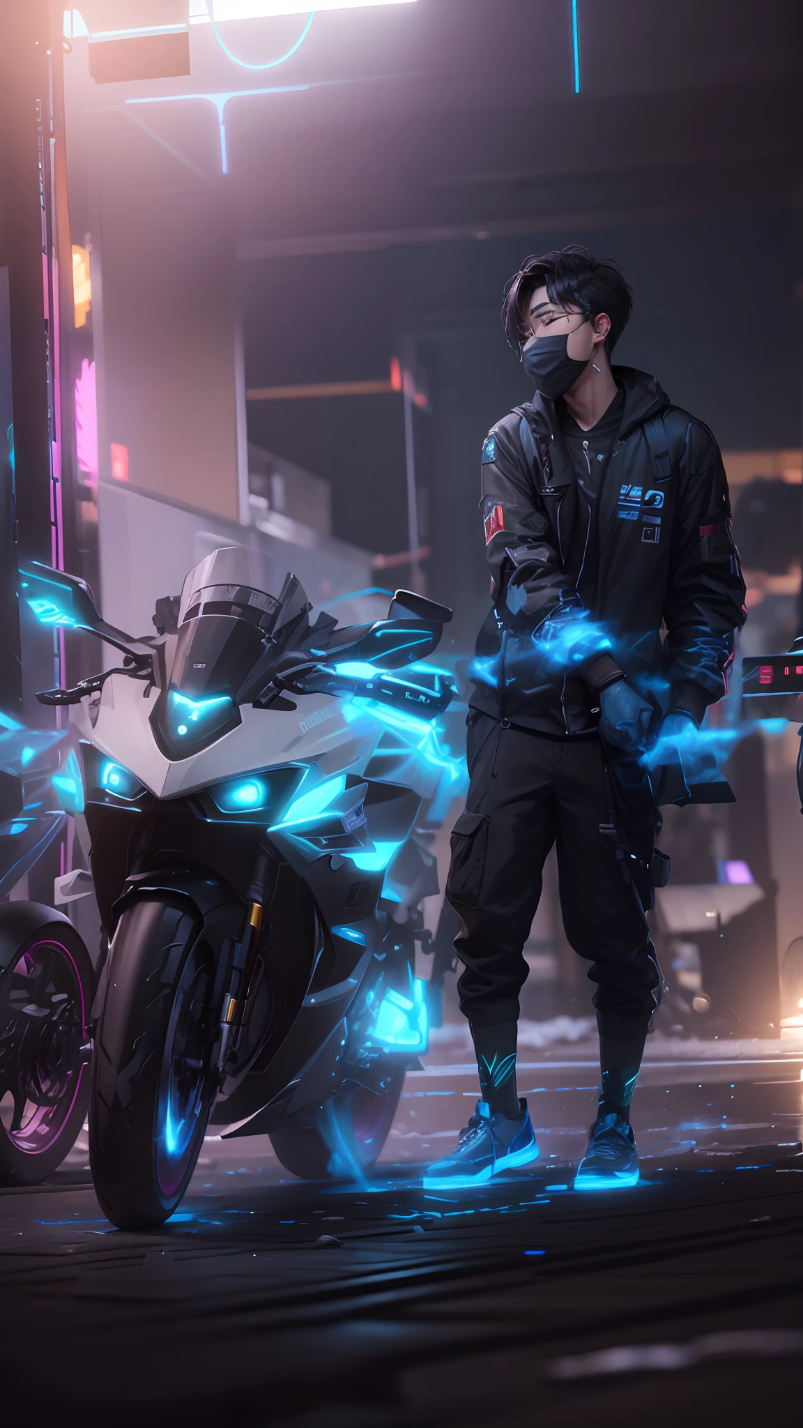 (hiperrealisme:1.1),(detail:1.2)8k,cyberpunk handsome korea boy, realistic face 8k, ultra realistic, bokeh