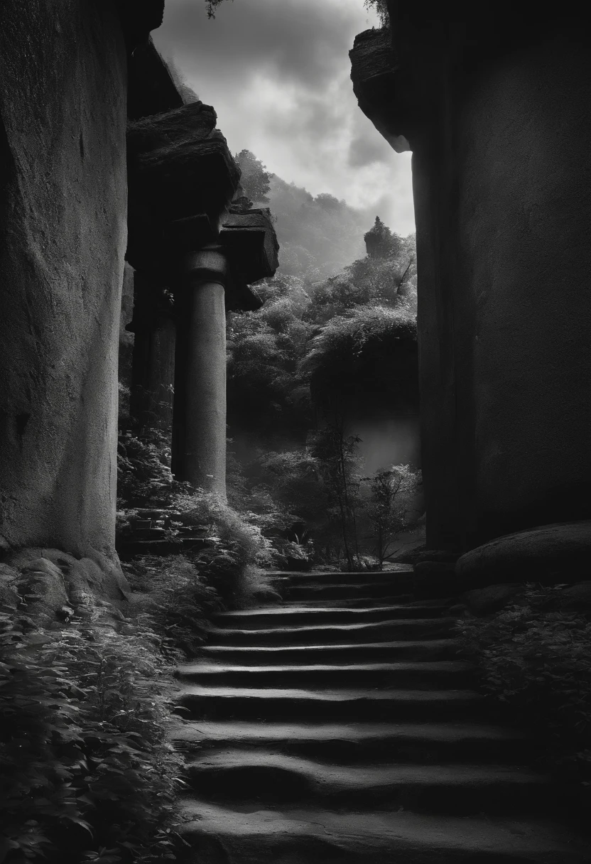 abandoned ruins，Sexy standing pose，full-body portraits（1：1），18 years old girls，Slender and slender figure，Skinny，As thin as a whipping post，Smaller bust，The barefoot，Random nudity all over the body，exhibitionists，Random exposure of genitals，face to the viewer