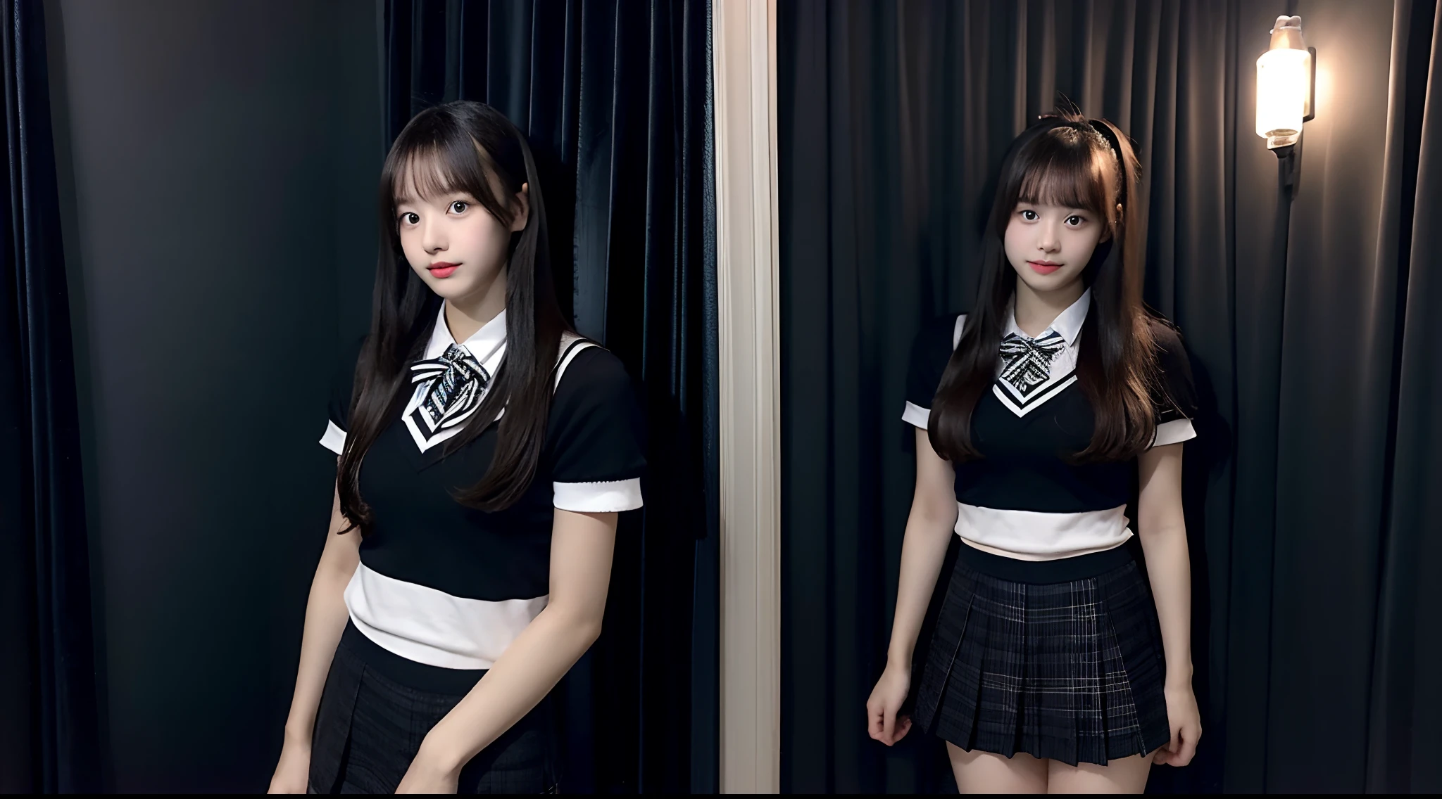 18-year-old high school girl in dark miniskirt