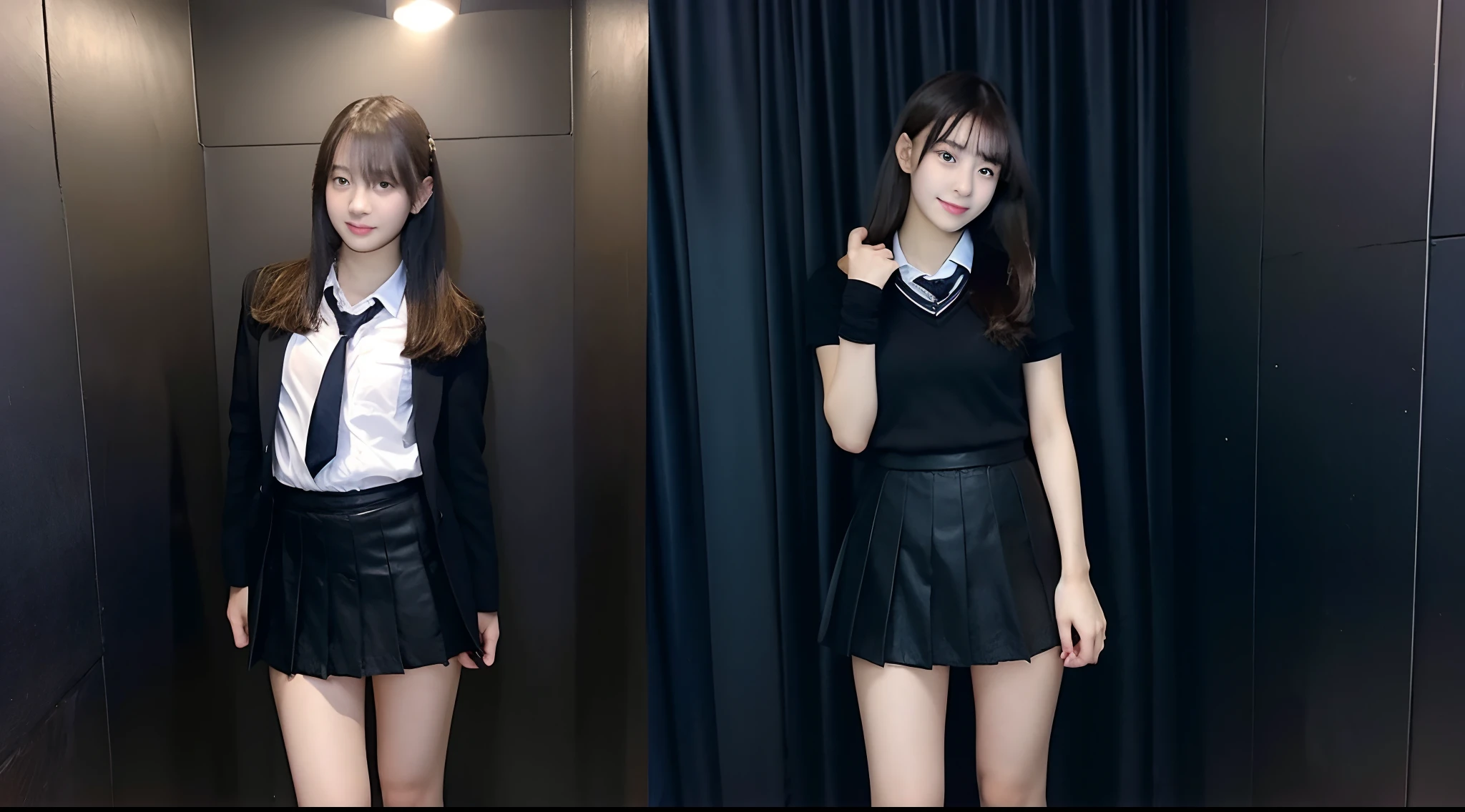 18-year-old high school girl in dark miniskirt