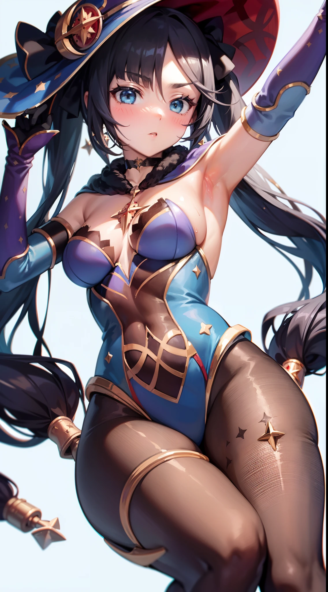 1girl,mona,blush,the upper part of the body,armpit,