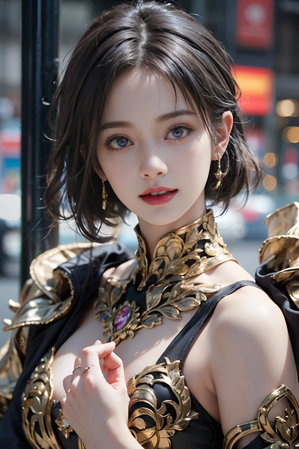 24-year-old race queen, smiling face, obscene pose sitting on the ground, colorful leotard, nipple ring, short layer hair, RAW,(8k, highest quality, masterpiece:1.2),(intricate detail:1.4),(photorealistic:1.4),octane rendering, complex 3d rendering ultra detailed, studio soft light, rim light, vivid details, super detail, realistic skin texture, detail face, beautiful detail eyes, very detailed cg unity 16k wallpaper, makeup, (detailed background:1.2),