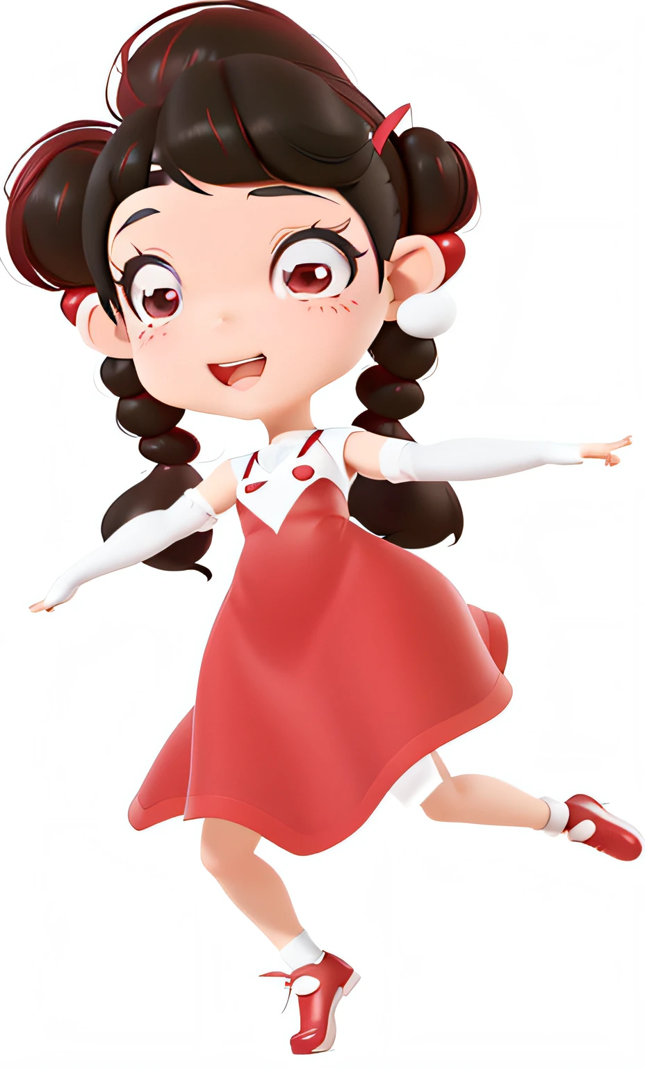 Cartoon girl wearing red dress，arms out, an animated character, , avatar for website, dancing character, Kiki, tchibi, character is in her natural pose, ash, lineless, betty boop, girl graceful, on a, Girl, Fanart, cartoonish style, Avatar image, Petite girl, animated still, Cartoon image, diseny animation style