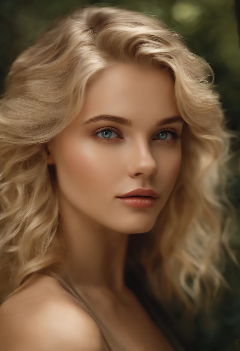NSFW Blonde Young Woman Perfect Body With Long Wavy Blonde Hair, Detaillierte, seductive eyes, lange sexy Beine