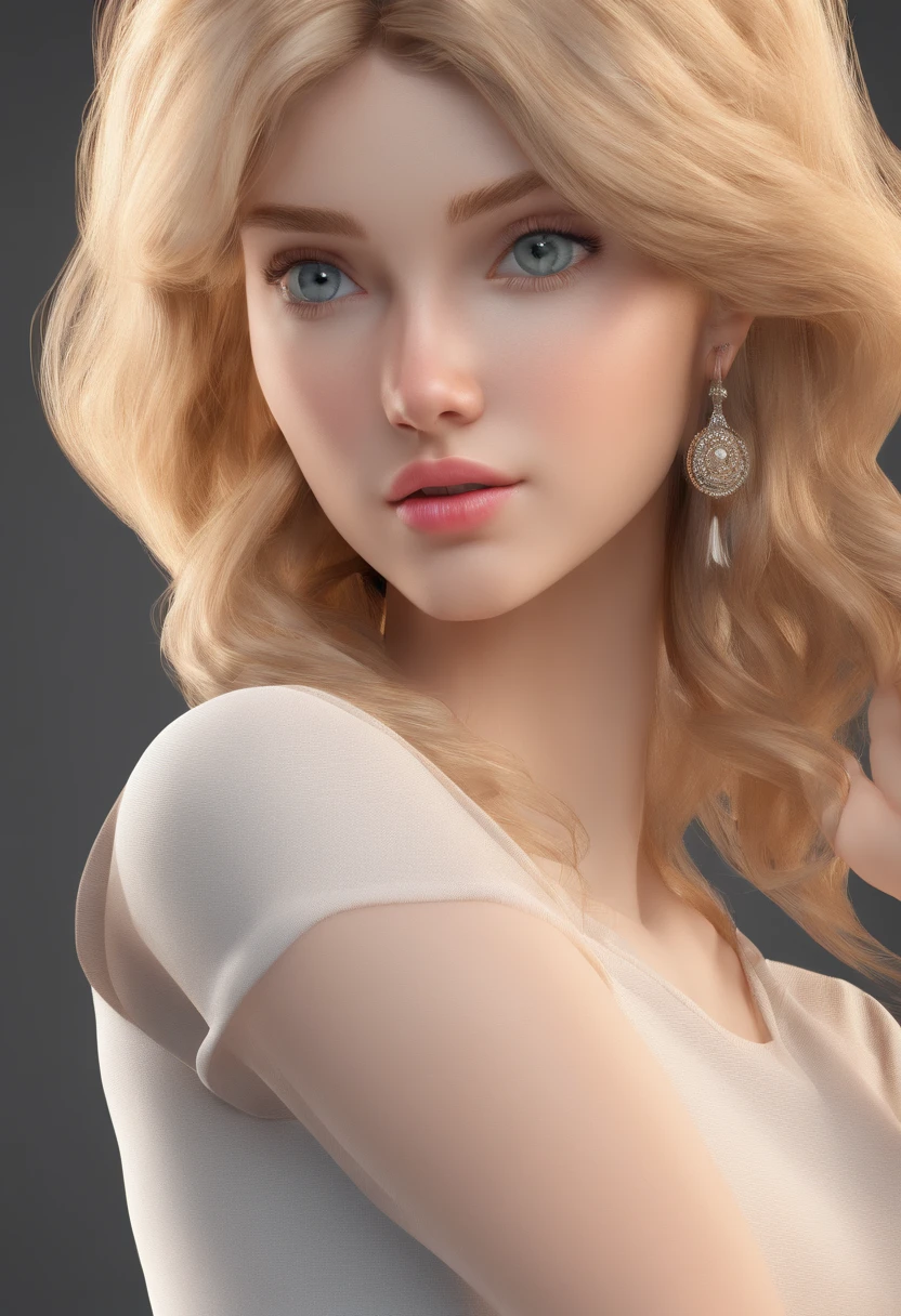 ((best quality)), ((ultra res)), ((photorealistic)), (intricate details), 19 years old, blonde hair, perfect face, make up:1.5, light on face, face detail, NAKED, short hair,