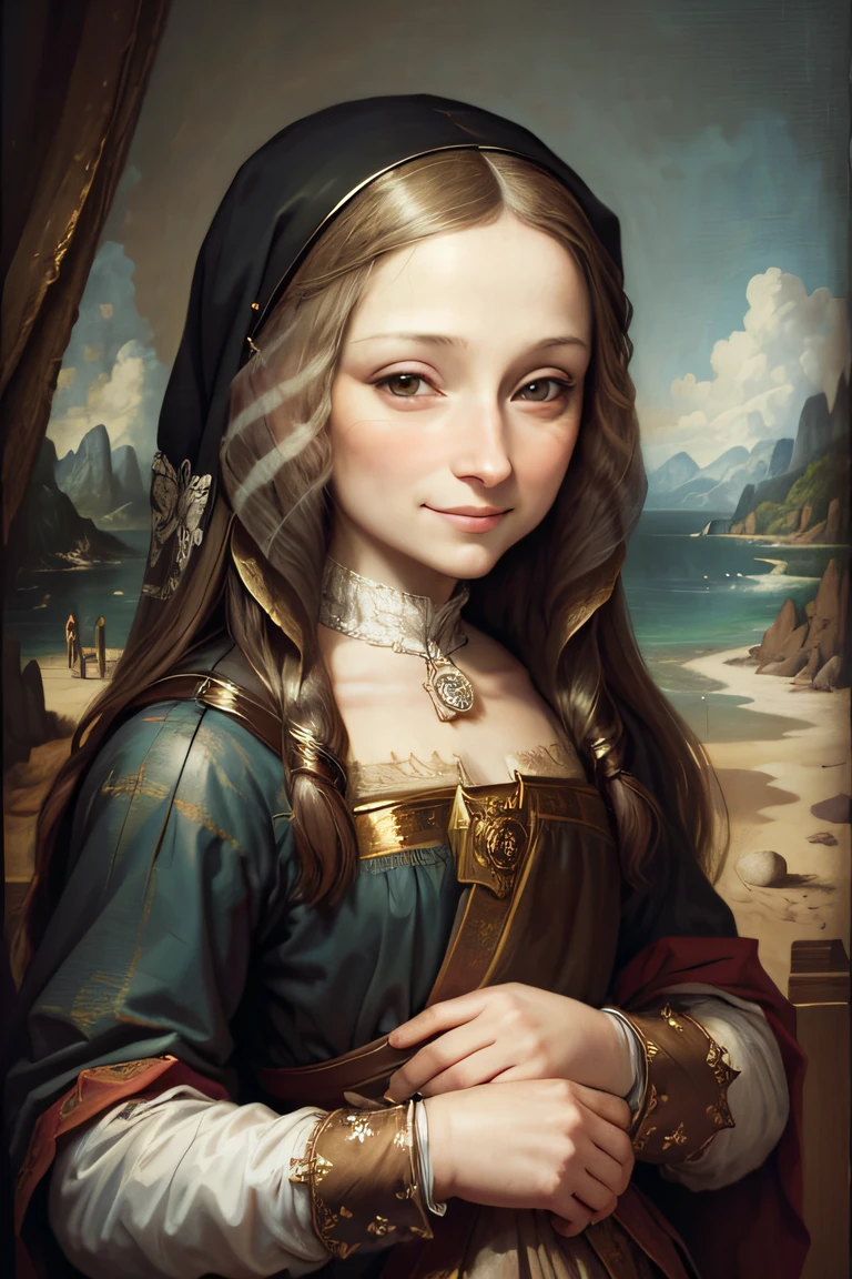 La monalisa sonriendo mostrando una sonrisa con unos dientes muy blancos