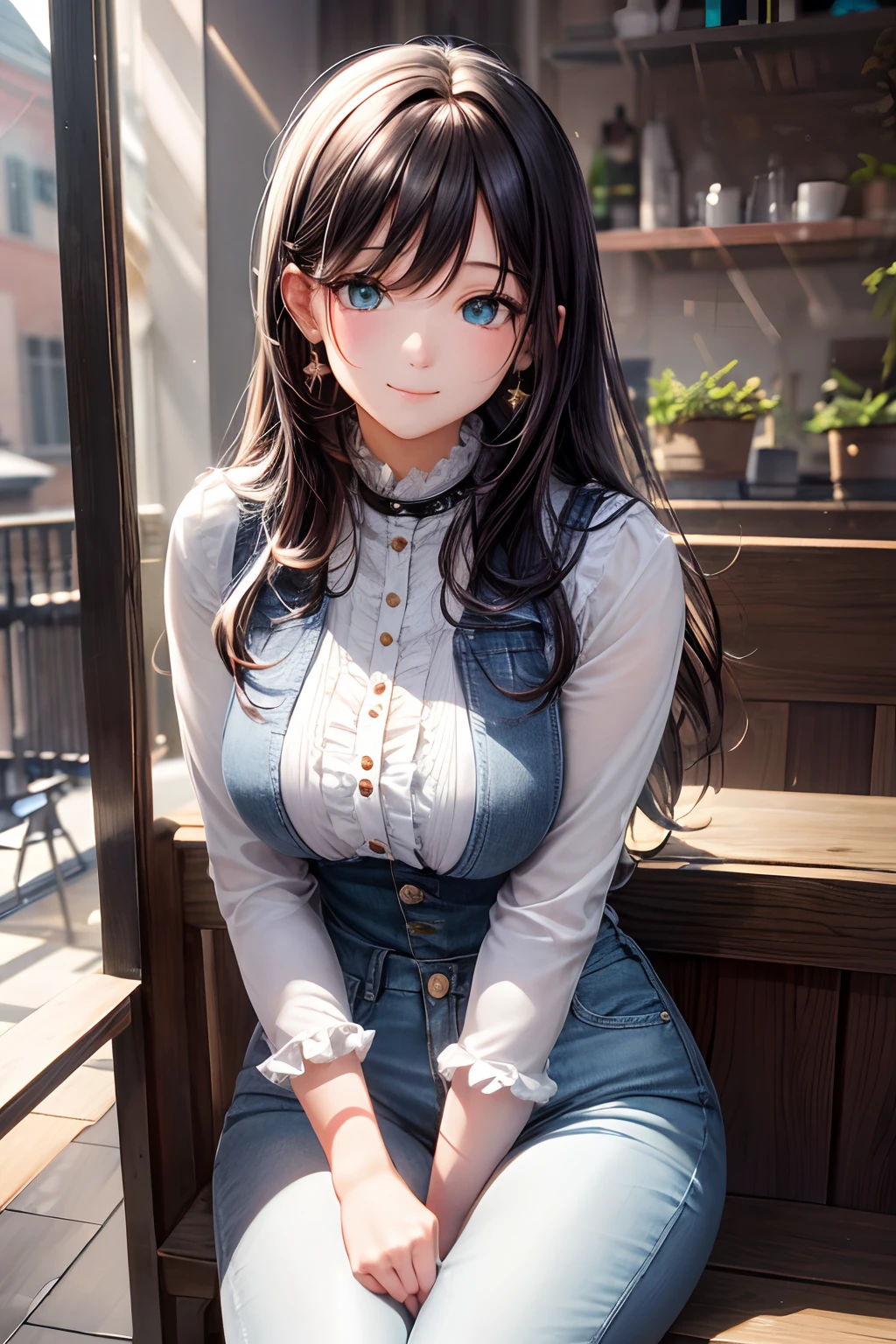 beautiful teenage girl，Open the  with both hands