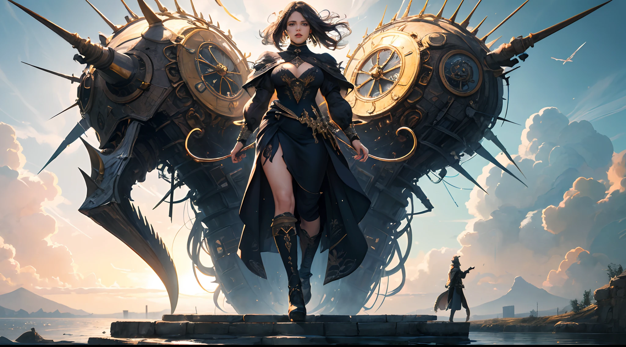 (((multi-person interaction, vivid eyes))), (((handsome man))), best quality, realistic, realistic, award-winning illustrations, (intricate details: 1.2), (exquisite details), (intricate details), (cinematic light, best quality backlight), clear lines, sharp focus, official art, Unity 8k wallpapers, absurdity, incredible absurdity, fantasy art, (((full body portrait))), RTX, ((award-winning triangle studio close-up photo)), 1 boy, (shut up), best quality, 4K, beautiful mysterious creatures, female, flying, surrealism, masterpiece of ncwinters, masterpiece in mysterious country town, masterpiece, intricate details, ff14style, urban painting, bridge, river, giant mushroom, landscape, bright colors,