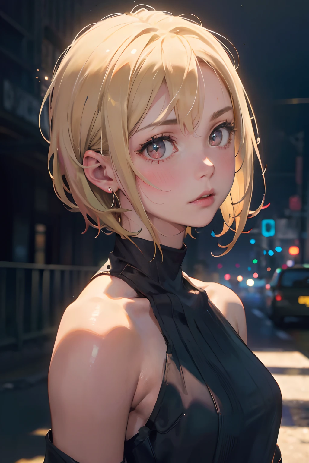 a 20 yo woman, blonde, (hi-top fade:1.3), dark theme, soothing tones, muted colors, high contrast, (natural skin texture, hyperrealism, soft light, sharp)