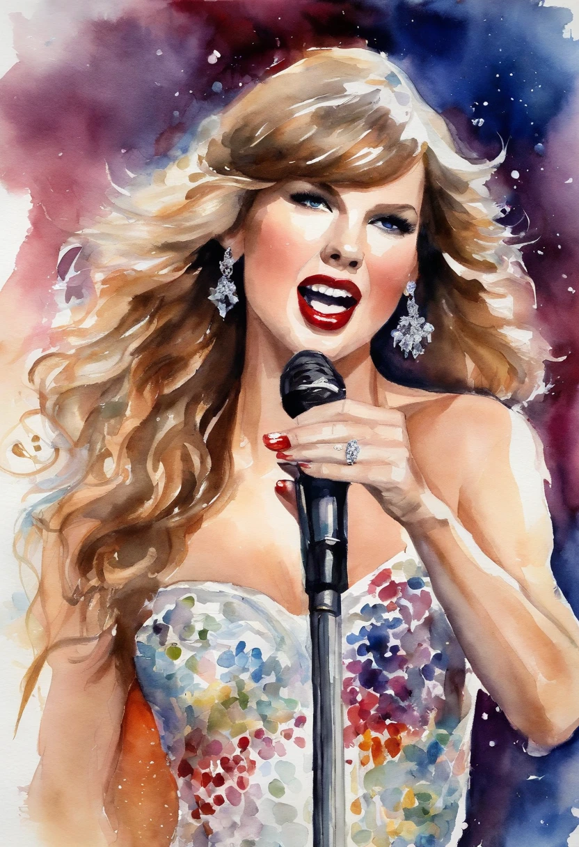 "Taylor Swift"of wonderful stage performances,shining lights,Dynamic dance,Singing with passion,Pop style music, Taylor Swift's unique image and charm,Charming voice,Exquisite makeup and costumes,Stunning stage set,Enthusiastic audience shouts,Charming。