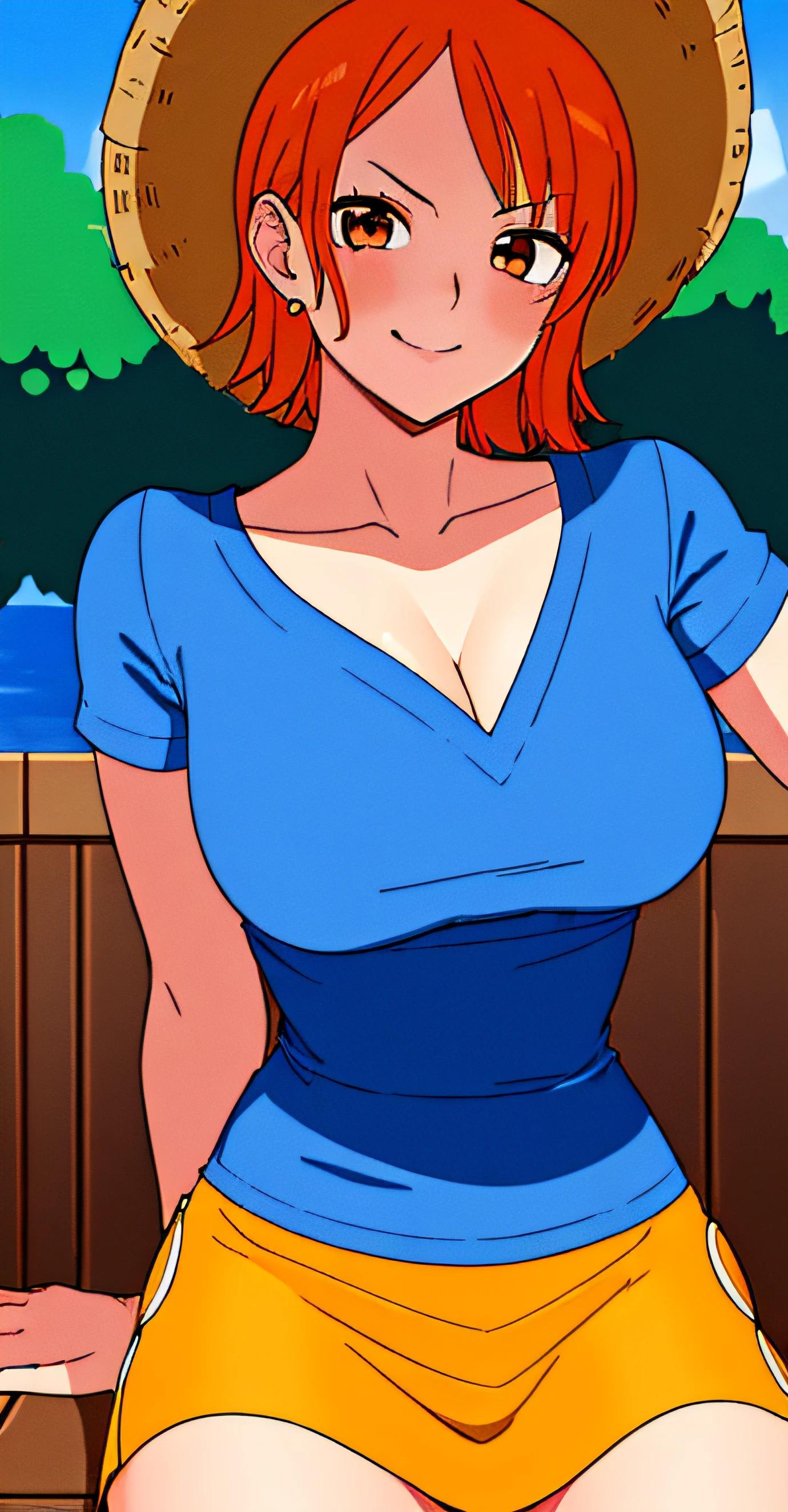 score_9, score_8_up, score_7_up, BREAK, frankieXL, 1girl, breasts, looking at viewer, blush, smile, open mouth, bangs, large breasts, nipples, breasts out, black dress, cleavage, bare shoulders, jewelry, collarbone, ponytail, :d, pantyhose, red hair, earrings, choker, black eyes, black dress, bracelet, strapless, black choker, piercing, ear piercing, strapless dress, hoop earrings. Wide hips,