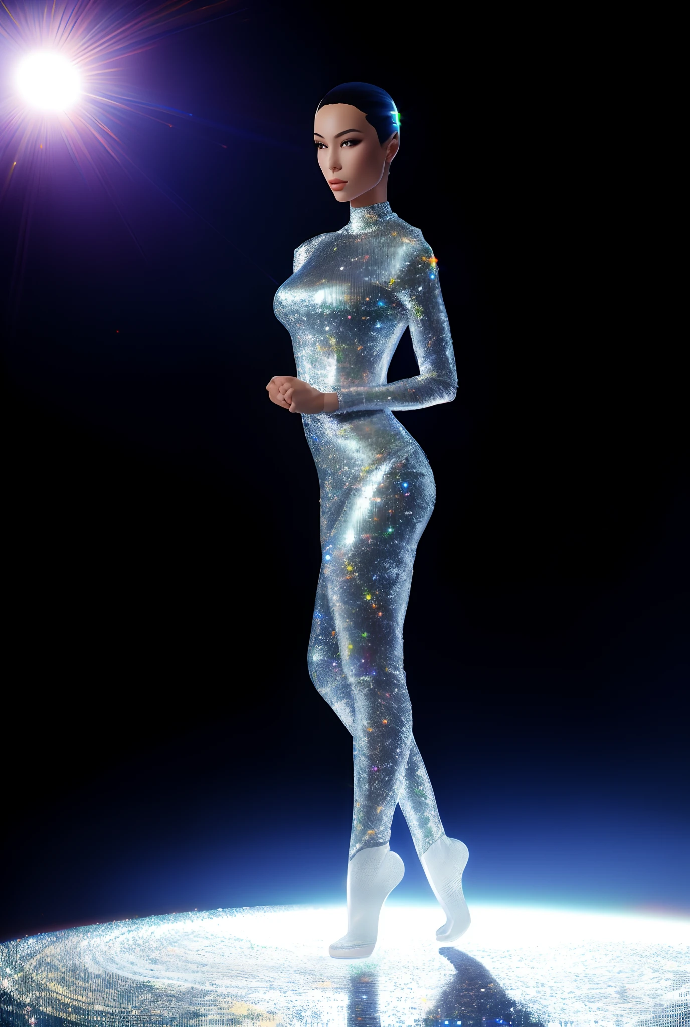 Araffe woman in a transparent dress and black hat posing, arte digital de um elegante, Inspirado em Hajime Sorayama, hajime sorayama projetada, vestido de brilho transparente, inspirado em Patrick Nagel, Menina 3d render da mulher-gato, Estilo Hajime Sorayama, acentos de glitter na figura, anime barbie jumpsuit transparent dress shiny transparent transparent dress transparent shiny transparent jumpsuit very shiny glued VERY SHINY TRANSPARENT BIG NECKLINE VERY SHINY