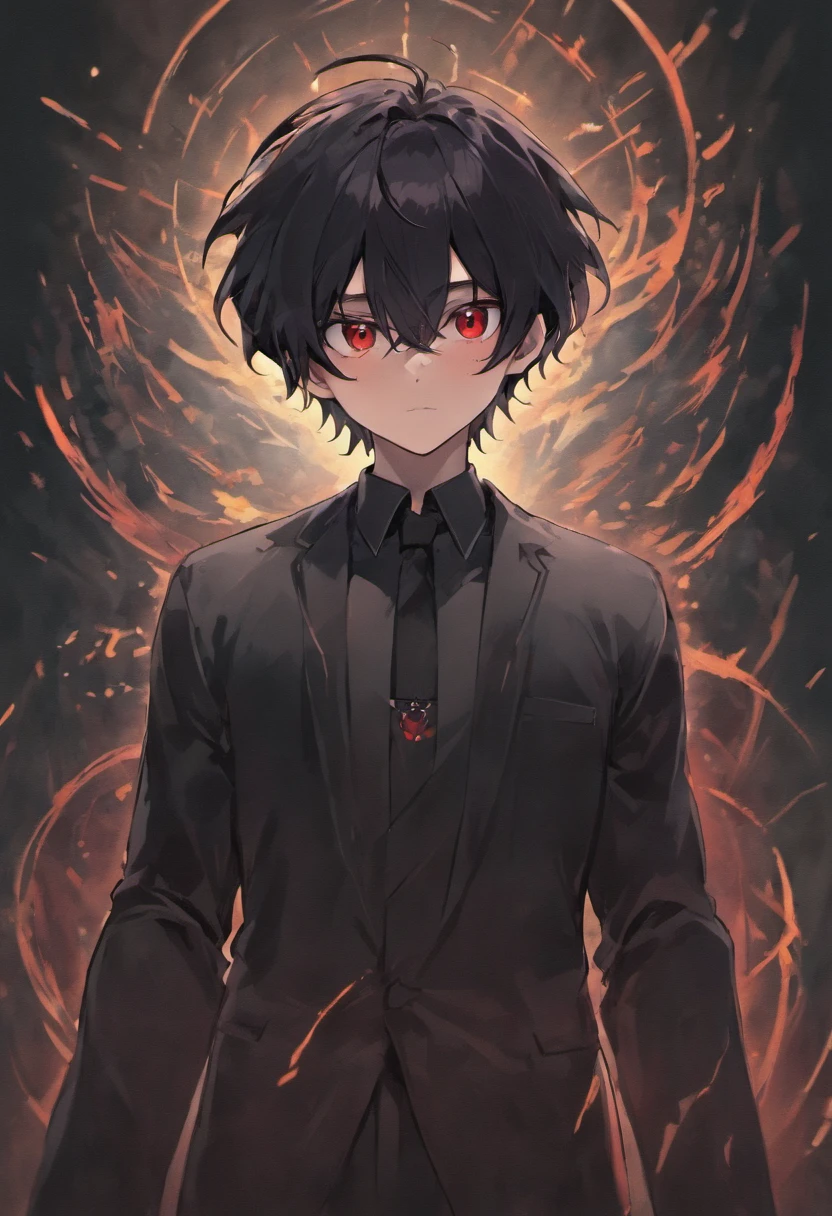 ,Libido boy,Shota,round Glasses, Black color hair,black shirt,Square glasses,apathy,long whitr hair,with long bangs(Masterpiece, illustration, anime big breast:1.3), Anime boy, Black eyes, Long black hair, In the dark, black shirt:1.2), (Disheveled black hair:1.1), (Red eyes that glow red:1.2), (Calm expression:1.1), (Uncovered Eyes:1.1), (Strong presence:1.2), (Enigmatic Atmosphere:1.2), (Subtle Moonlight:1.1), (Ominous Shadows:1.1), (Detailed folds and creases:1.1), (Intense Blue Aura:1.2), (A symbol of power around him:1.1), (Magical energy radiation:1.2), (Ethereal particles:1.1), (Dynamic pose:1.2), (epic soundtrack:1.2), (sense of awe:1.1), (Magical prowess:1.1)