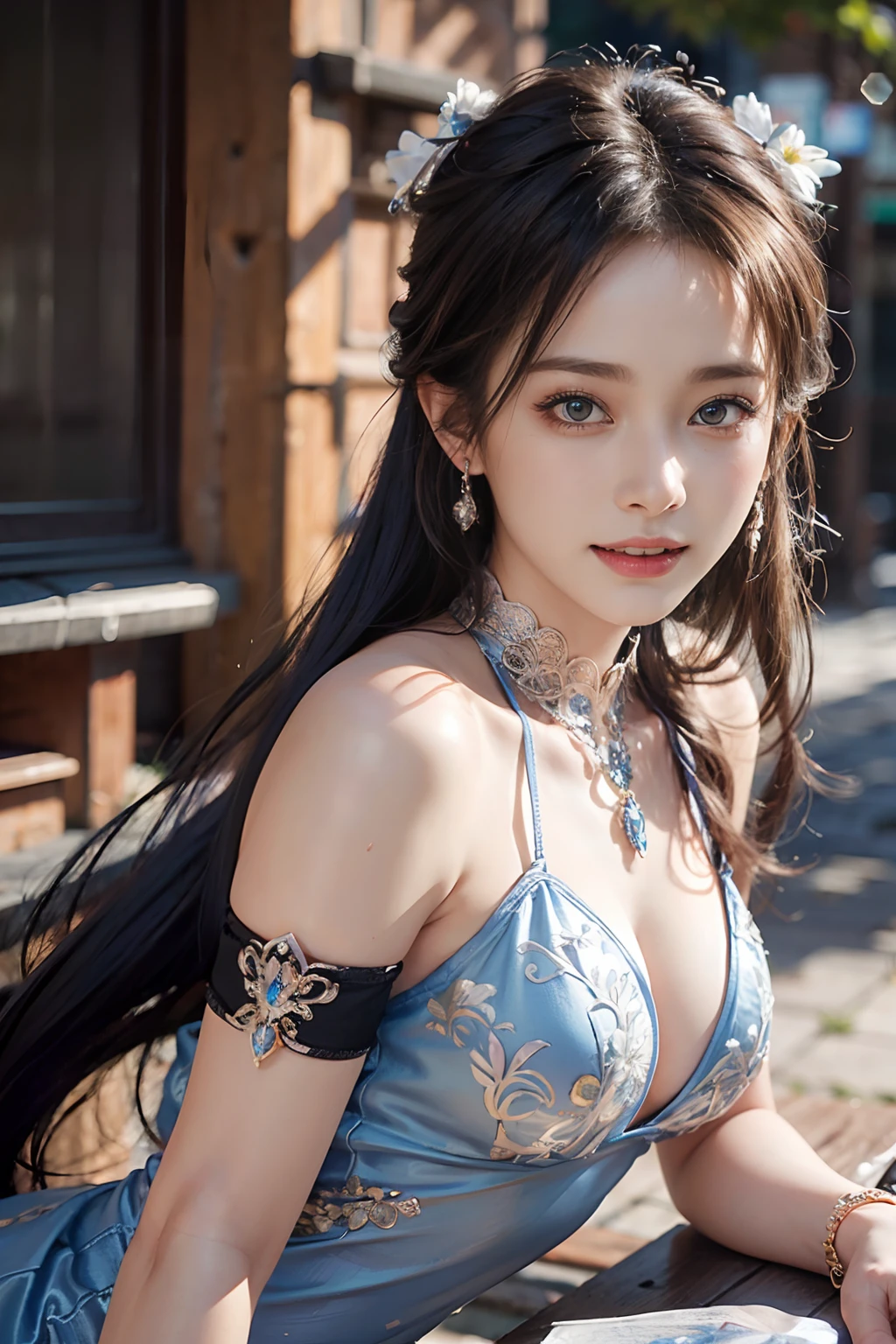 24-year-old race queen, smiling face, obscene pose sitting on the ground, colorful leotard, nipple ring, short layer hair, RAW,(8k, highest quality, masterpiece:1.2),(intricate detail:1.4),(photorealistic:1.4),octane rendering, complex 3d rendering ultra detailed, studio soft light, rim light, vivid details, super detail, realistic skin texture, detail face, beautiful detail eyes, very detailed cg unity 16k wallpaper, makeup, (detailed background:1.2),