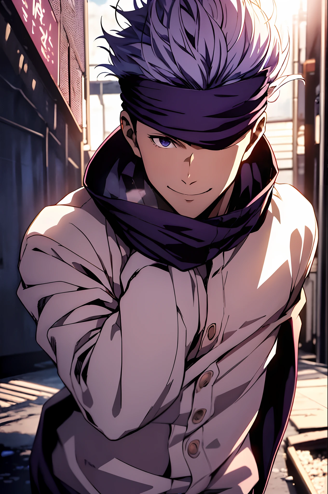 orgaitsuka, <lyco:orgaitsukaLYCORIStest:1>,
orga itsuka, white hair, dark skin, dark-skinned male, (yellow eyes:1.5),
BREAK jacket, pants, scarf, open jacket, green jacket, military uniform,
BREAK looking at viewer,
BREAK outdoors,
BREAK <lora:GoodHands-vanilla:1>, (masterpiece:1.2), best quality, high resolution, unity 8k wallpaper, (illustration:0.8), (beautiful detailed eyes:1.6), extremely detailed face, perfect lighting, extremely detailed CG, (perfect hands, perfect anatomy),