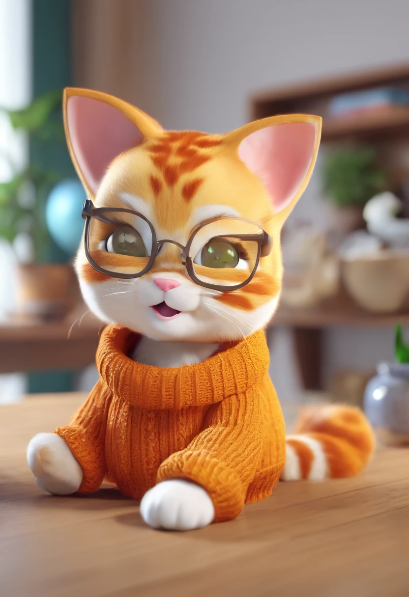 a cute little cat，Wear a sweater，Garfield,