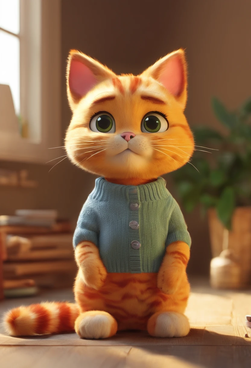 a cute little cat，Wear a sweater，Garfield,