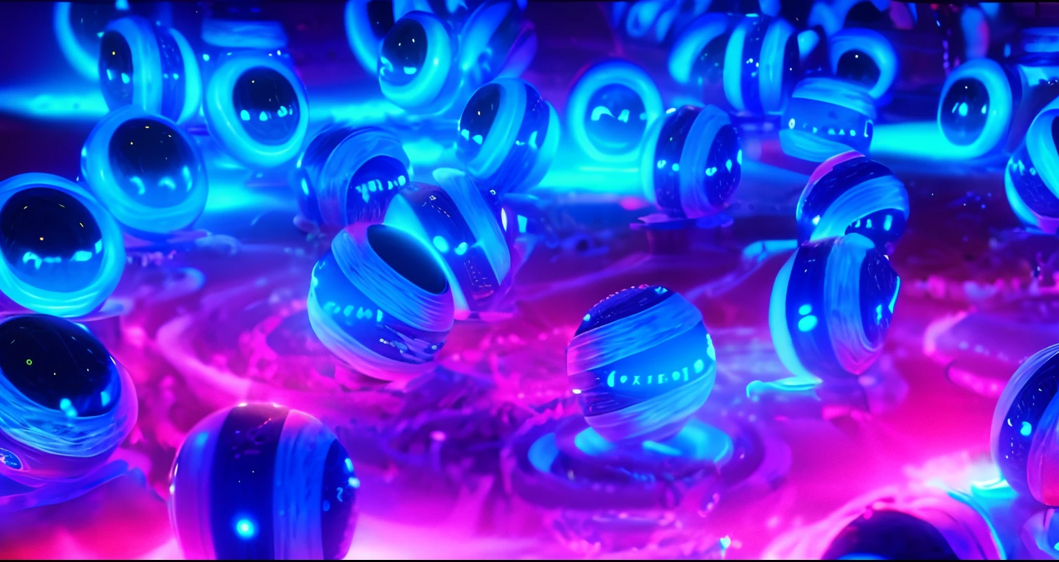 a close up of a bunch of blue numbers on a black surface, glowing orbs, neon circles, colored neons, illuminated orbs, glowing light orbs, glowing blue buttons, glowing leds, bioluminescent orbs, neons, blue neon particles, light caustics effect, colorized neon lights, orbs, glowing particles, glowsticks