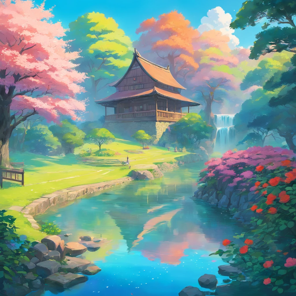 Rose garden,rainbow in the sky,(depth of fields),Light,Mist,log cabin,the cherry trees,Reallightandshadow,painting-like,Ethereal atmosphere,Vibrant colors,cinematic compositions,dream magical,hoang lap,Particle effect,diffused reflections,(mont),waterfallr,butterfliesdancing,Dreamy and whimsical,sereneandcharming,style of surrealism,painting-like,Ultra-fine painting,vibrant with colors,painting coming to life,Sharp contrast,hdr,hyper HD,Totally mesmerizing and fascinating,Simply breathtaking,Physically-based rendering,Extreme detail description,professional,.