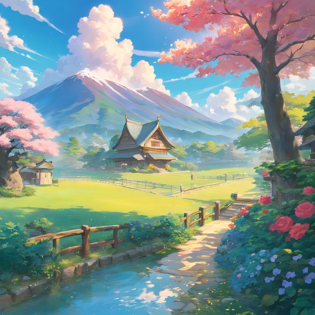 Rose garden，rainbow in the sky，(depth of fields)，Light，Mist，log cabin,the cherry trees，Reallightandshadow，painting-like,Ethereal atmosphere,Vibrant colors,cinematic compositions，dream magical，hoang lap，Particle effect，diffused reflections，(mont)，waterfallr，butterfliesdancing,Dreamy and whimsical,sereneandcharming,style of surrealism,painting-like,Ultra-fine painting,vibrant with colors,painting coming to life,Sharp contrast,hdr,hyper HD,Totally mesmerizing and fascinating,Simply breathtaking，Physically-based rendering,Extreme detail description,professional,.