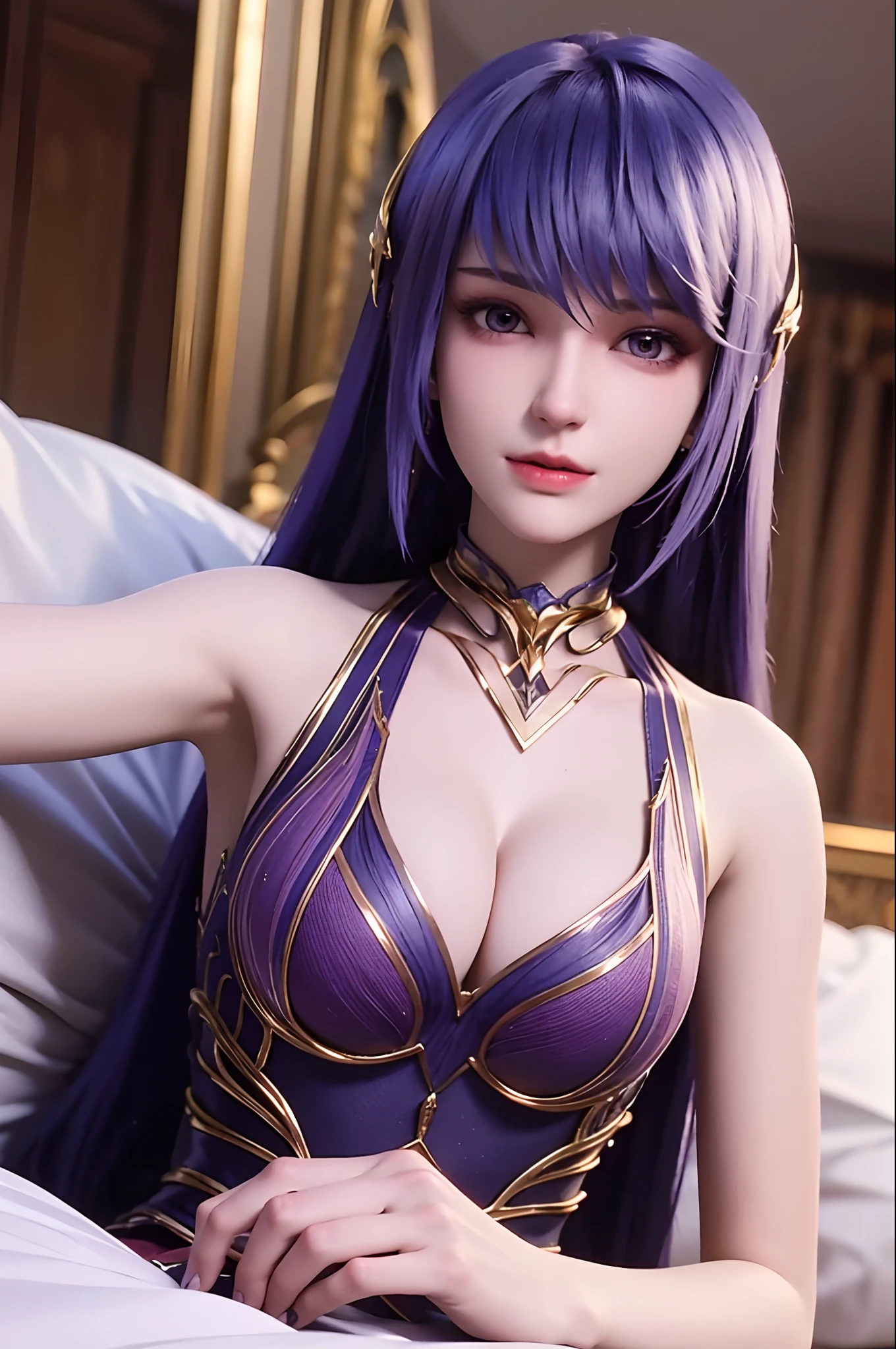 4K,realisticlying,Glamorous,The is very detailed,1girll,beautiful vintage color,Instagram(realisticlying,A high resolution:1.8),Low flash,ankle,high-heels,pretty hair(((Eye makeup)))((Thin lips))((Professional Dress)),looking at viewert(4K,RAW photos,best qualtiy,tmasterpiece:1.2),(realisticlying,Photorealistic:1.37),35-year-old woman,Charming,pretty hair,big cleavage breasts,Lie down in bed,spread their legs,full body,Hyper-detailing,tmasterpiece