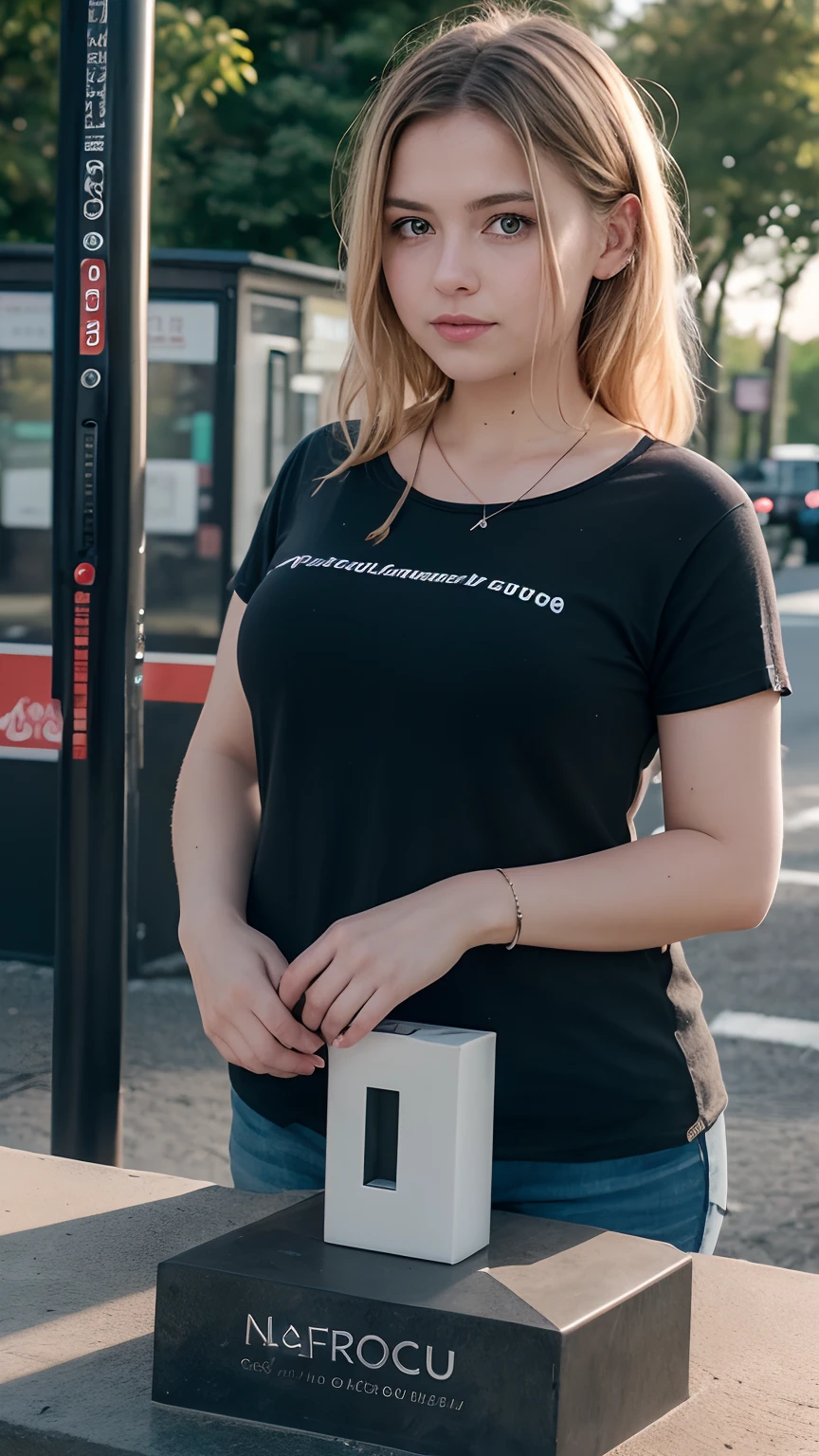 (nahaufnahme:1.3) Fotografie von (one Polish Girl:1.3), 13 Jahre alt, Ingwerhaar, (chubby chest:1.1), (Blick auf den Betrachter:1.2), (Standing on the bust station:1.2), am Abend, Sonnenuntergang, tragend (cremiger Kaschmir:1.2), Rock tragen, Flache Beleuchtung, (Soft saturation:1.2), Analoger Stil,