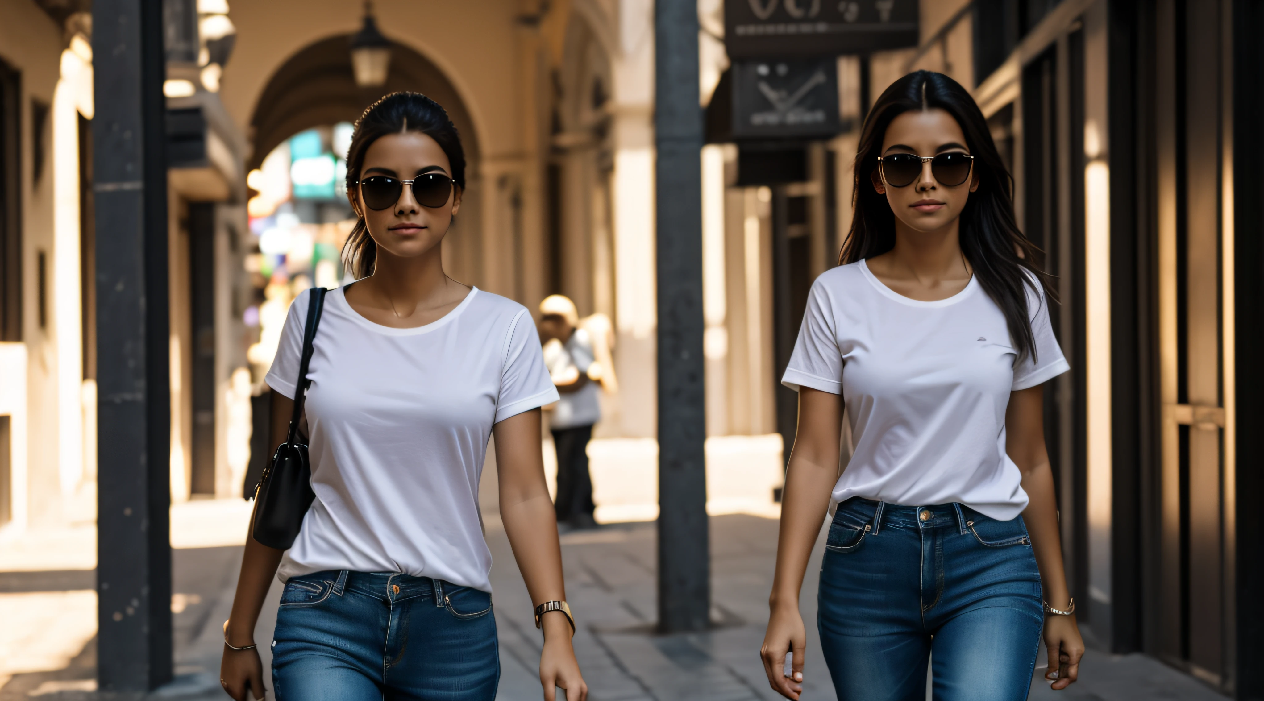 ((master part)), (((melhor qualidade))), ((ultra-detalhado)), (Amazing:1.1),garota linda andando na rua, usando blusa jeans e saia curta, appearance of 18 years, dia, Foto premiada, BLN-L24, exposure, Alto contraste, low saturation, high saturation 8k 3D, f 2.8 lentes, Cinematic lighting