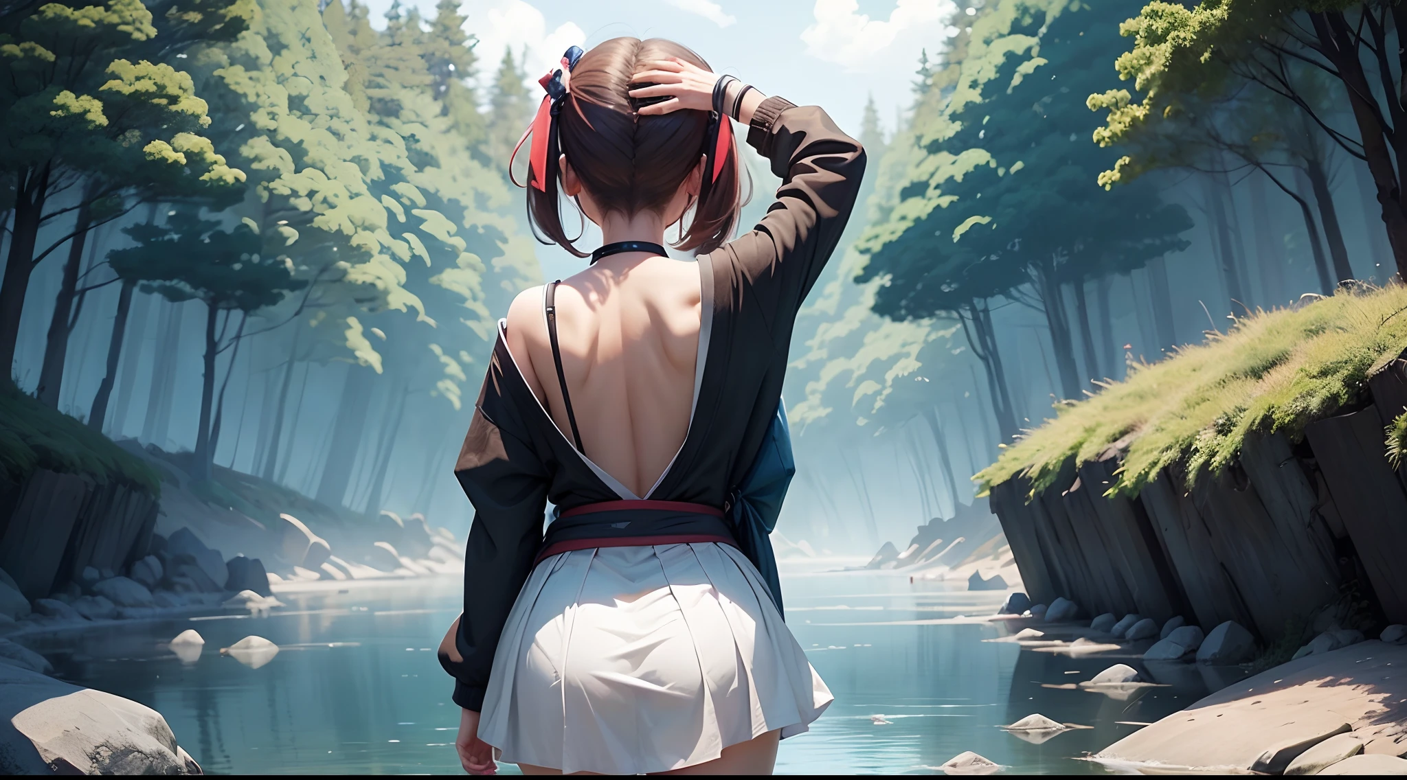 Make the girl's back look in the style of Japanese anime --auto