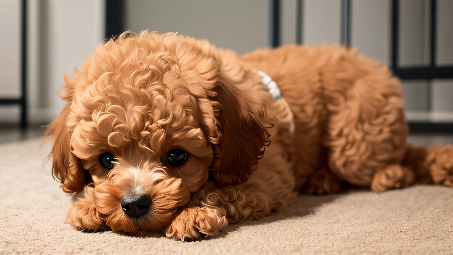 Toy poodle playing