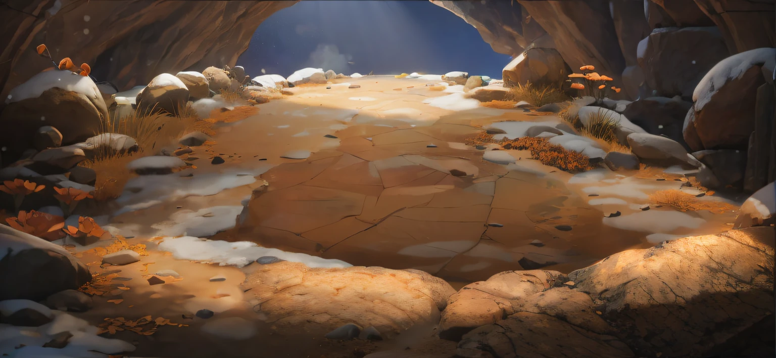 Rock texture,flagstone road,warm lights,speleothems,The texture is clear,fanciful,Natural sunlight from the magic sphere,Ray traching,diffuselighting,vivd colour,Rochas(The is very detailed,finely detailled,iintricate),8K分辨率,