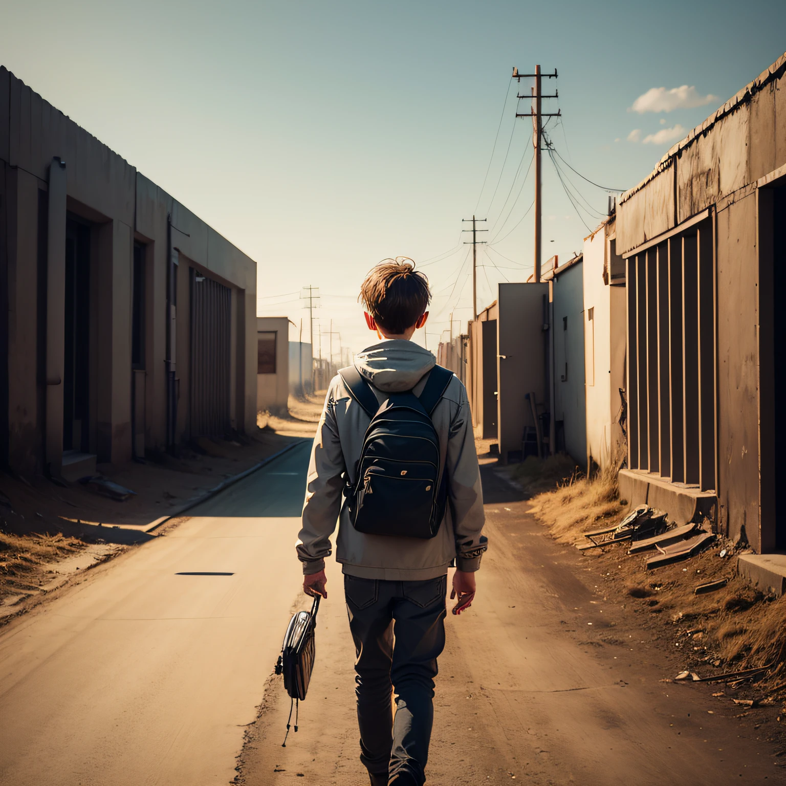 farewell，Go into the distance，The boy walked alone into the distance