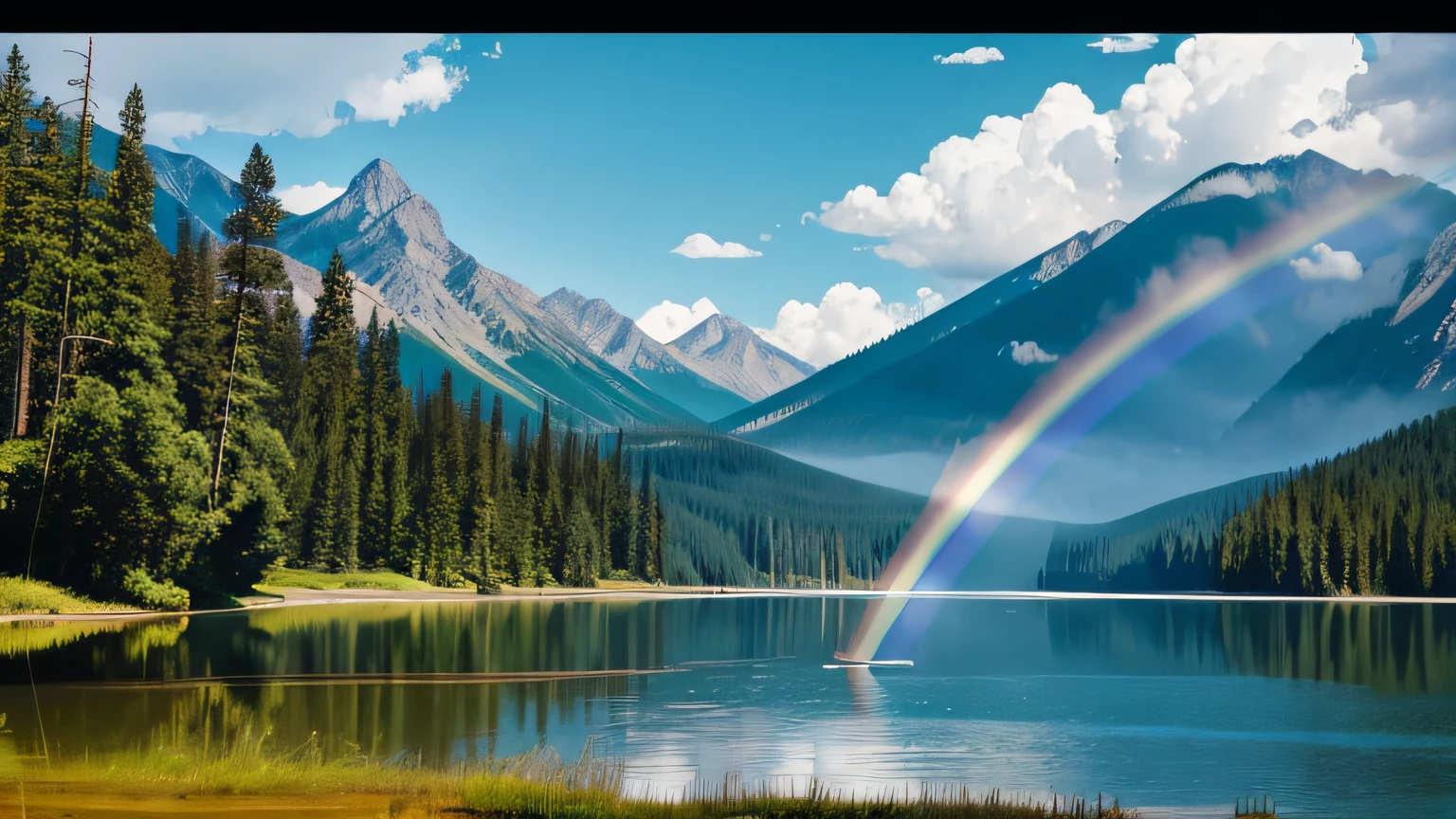fly-fishing、lake、Rainbow trout