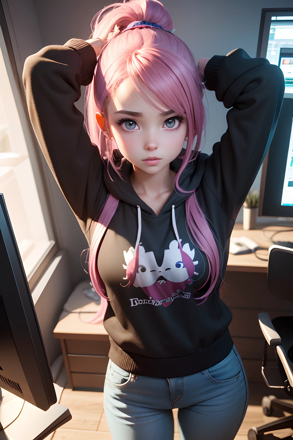 personagem de uma hackeando um computador, animation character, Maxwell render, official rendering, toon render keyshot, character render, 3 d render arte oficial, render de uma menina 3d bonito, promotional render, 3 d character render, Personagem 3D, Personagem 3D, bonito 3 d render, high res render
