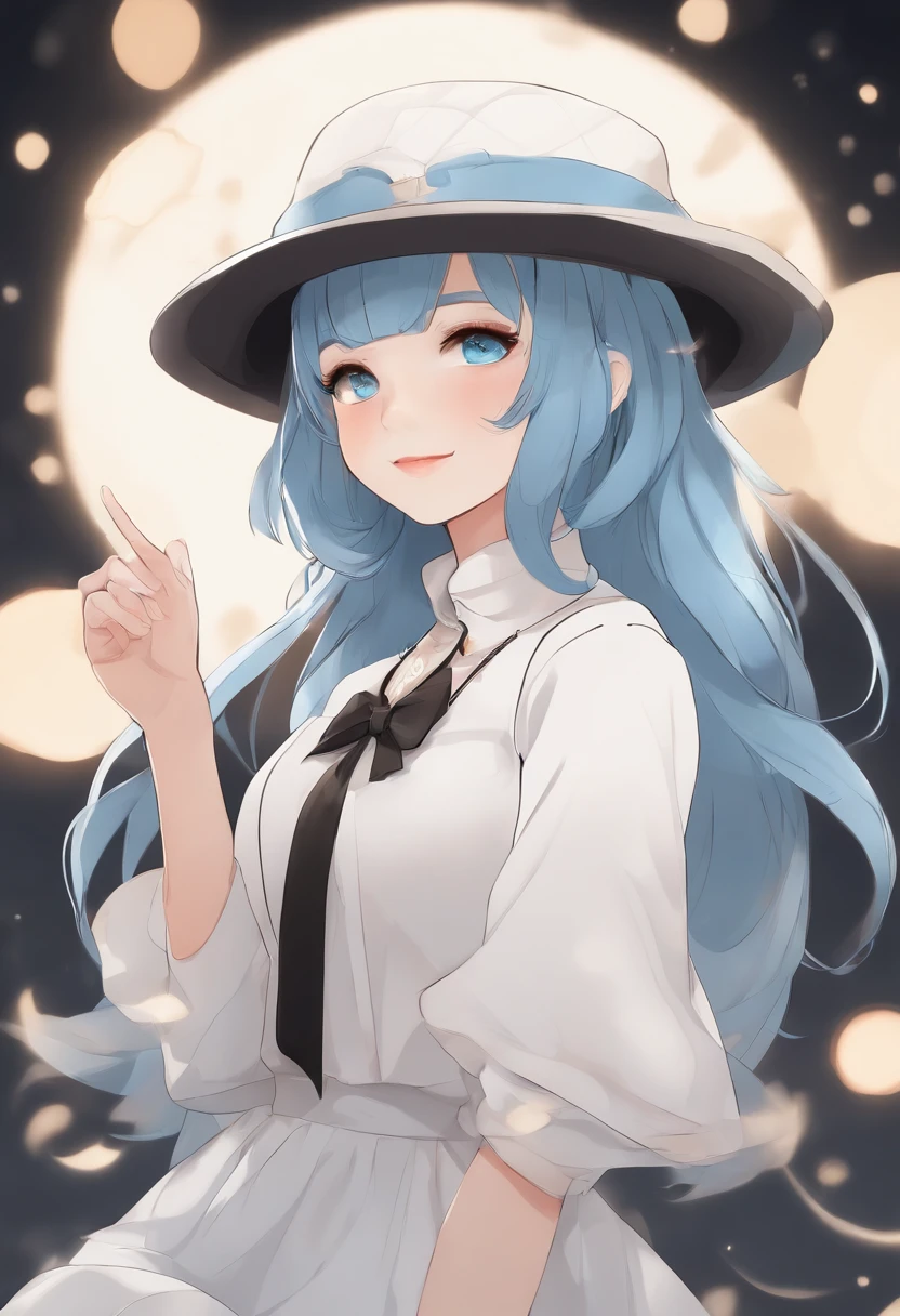 positive: full body, upright, arms at sides, looking at viewer, (simple black background), 1girl, short hair, open mouth, smile, sky blue hair , eyes without highlights, feminine clothes, white hat, virtual youtuber, heterochromia iridis, orange right eye and (( blue left eye)), jellyfish motif, black shoes, (White clothes) with black lines
negative: bad anatomy, bad hands, missing fingers, extra digit ,fewer digits, cropped ,worst quality, low quality normal quality, (nsfw)