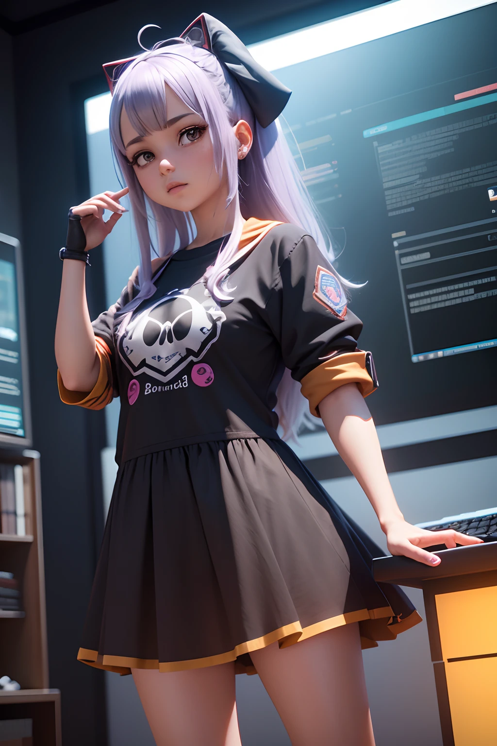 personagem dos desenhos animados de uma menina hackeando um computador, animation character, Maxwell render, official rendering, toon render keyshot, character render, 3 d render arte oficial, render de uma menina anime 3d bonito, promotional render, 3 d character render, Personagem 3D, Personagem 3D, bonito 3 d render, Danny Fantasma, high res render