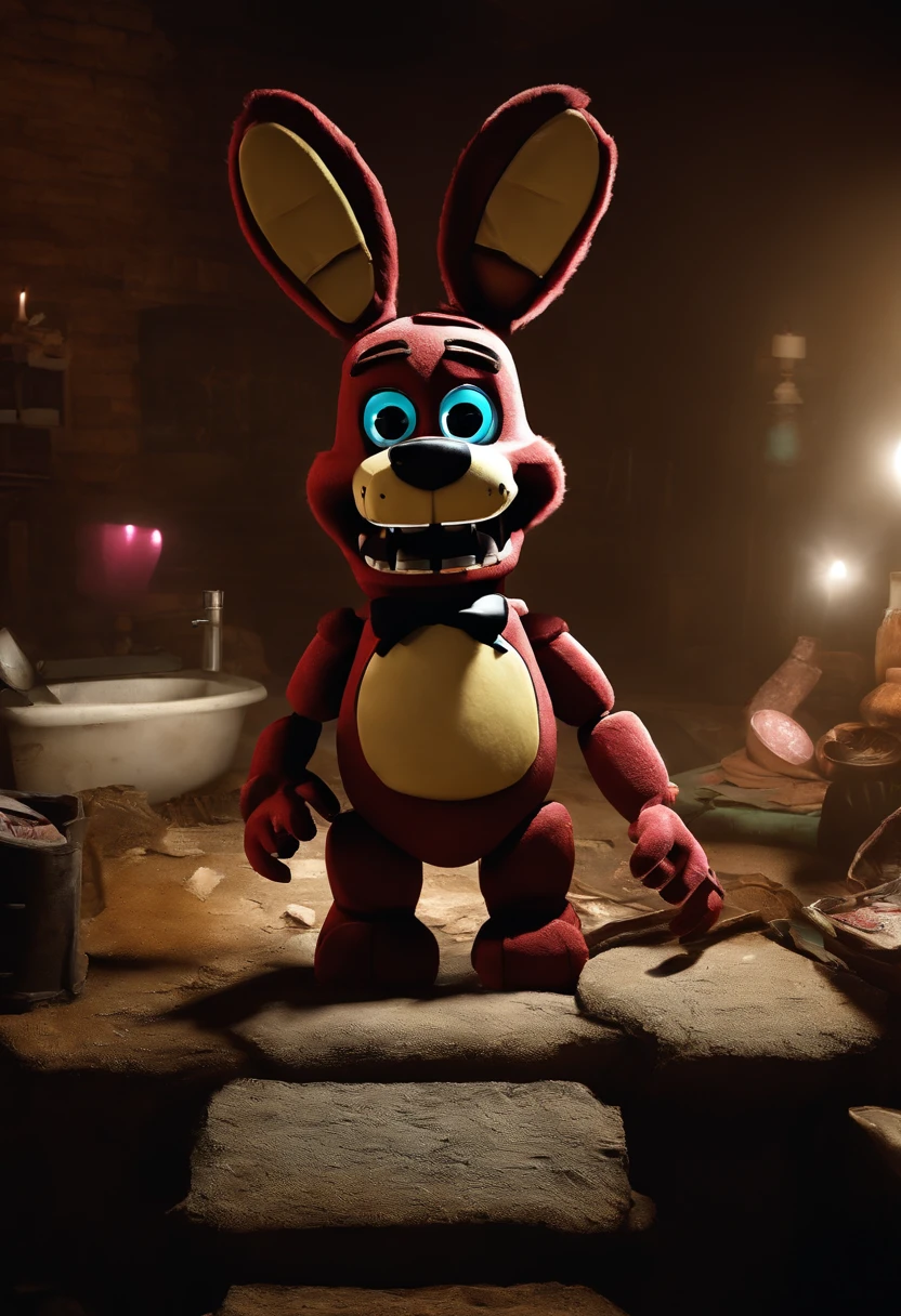 freddy, brown fur, 4k, hi res, 8k, detailed eyes, 8k eyes, eyes focus, white eyes, ((glowing eyes)), aggressive white lens flare, bedroom, dresser, lamp, top, ((no lights, pitch black dark room)), (reaching out pov), (creeping through door), Masterpiece, ultra detailed, realistic, detailed, full view, ((fully body shown)), freddy