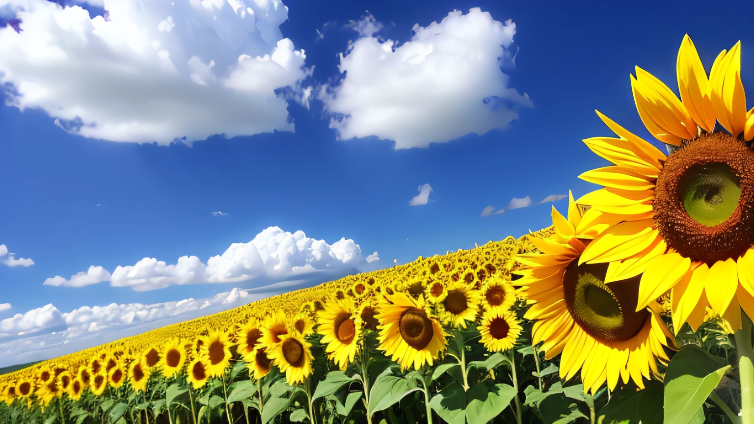 sunflowers fields,Blue Sky Background