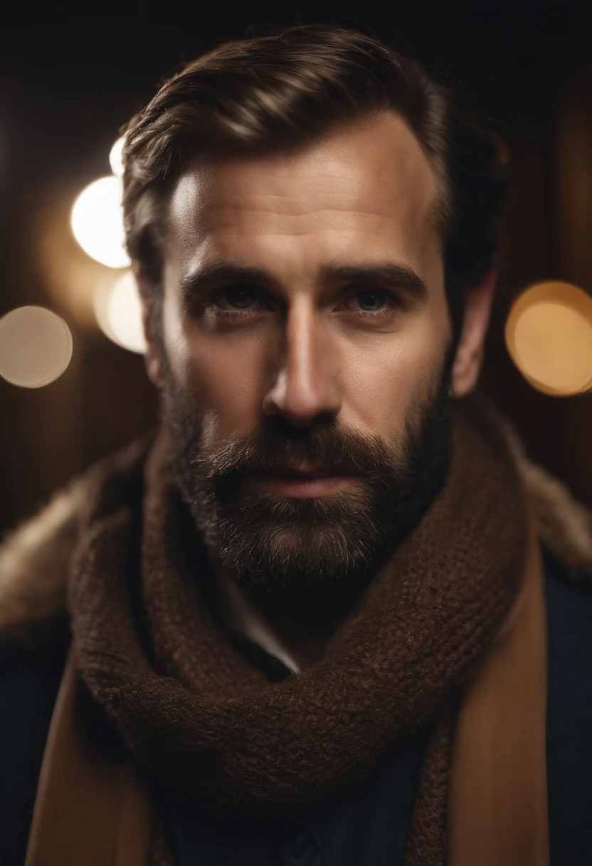 A hairy blonde 36-year-old man from the UK, photorealistic, portrait, masculino, barbudo, barba cheia, modelo, corpo inteiro, muito bonito, looking-into-camera, imagem detalhada, UHD, 8k, bem iluminado, grain of film, perfect lighting