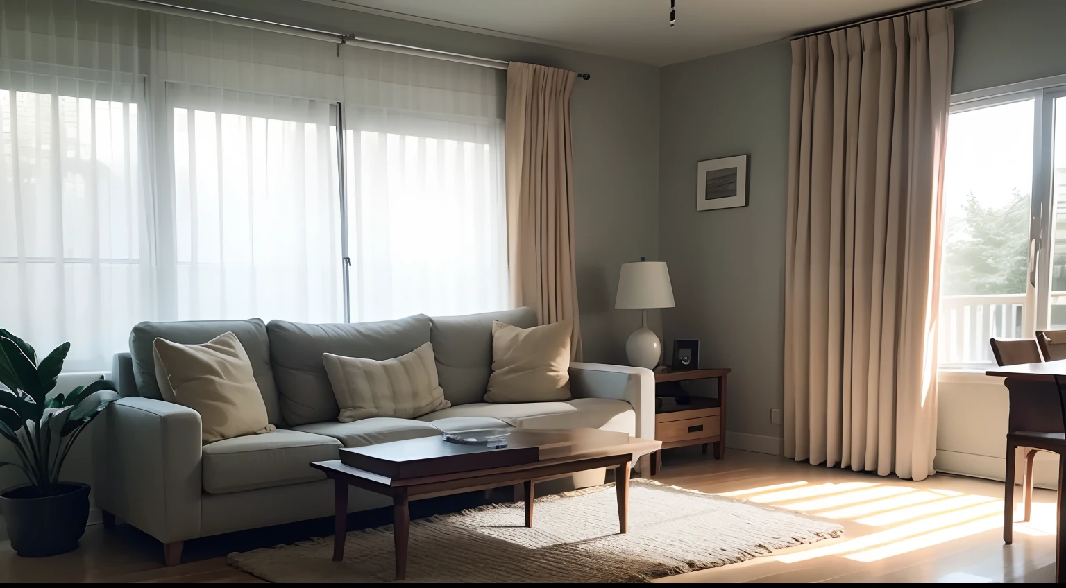 Draw curtains for the interior of a modern room