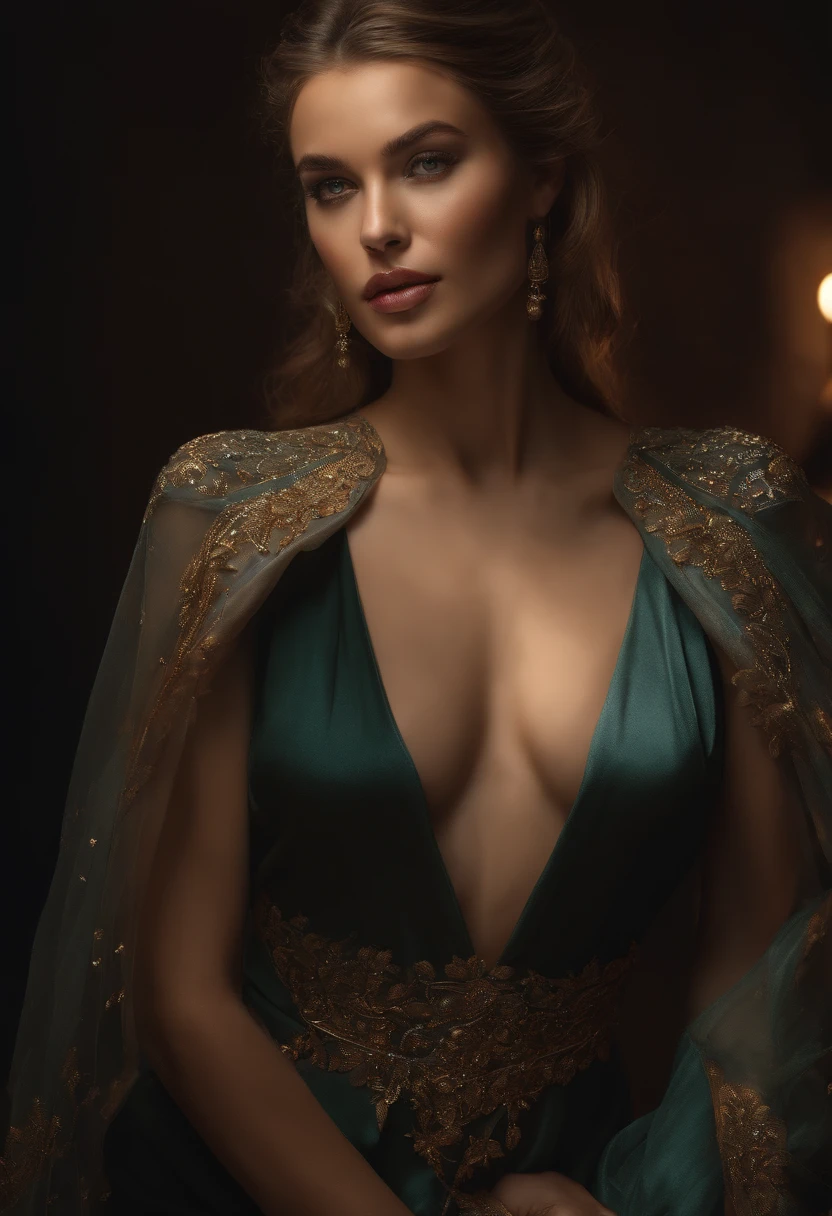 (best quality, masterpieces:1.2), vibrant, realistic, dramatic, dark, sharp focus, 8K, HDR, studio lighting, ultra-fine painting, extremely detailed,
A stunning and breathtakingly beautiful model stands before us, exuding confidence and allure. She is wearing a delicate and intricate thong underwear that accentuates her exquisite figure. Her flawless skin seems to glow under the studio lights, creating a captivating play of highlights and shadows.
The vibrant colors of the scene lend a sense of liveliness and excitement to the atmosphere. Every detail of the model's stunning features is flawlessly captured, from her enchanting eyes and subtle expressions to her full, beautiful lips. The image quality is of the highest standards, with the utmost attention given to every aspect.
In this masterpiece, the realism and photographic quality are emphasized, making it difficult to discern between the model and reality. The scene is captured in breathtaking 8K resolution, allowing for a truly immersive viewing experience. The sharp focus brings out every intricate detail of the model's physique, making it almost tangible.
The overall tone of the image is dramatic and dark, creating a sense of mystery and intrigue. The lighting further accentuates the model's curves and contours, casting shadows that add depth and dimension to the composition. The combination of the dramatic lighting and the dark background creates a visually striking and captivating atmosphere.
This artwork is a celebration of beauty and sensuality, showcasing the human form in an artistic and tasteful manner. The attention to detail and the ultra-fine painting technique used in this masterpiece elevate it to the realm of true art. The result is a visually stunning and captivating image that is both alluring and thought-provoking.