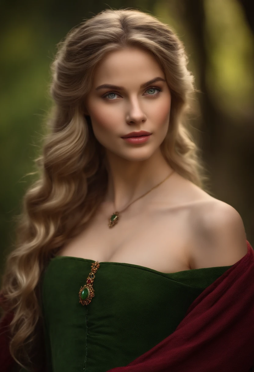 (((A deep reddish scar runs across her left cheek))) light skinned, Women around 19 years old, Natural gray hair, Distinctive green eyes, Wearing Cole, slender and graceful,, Beautiful, Candlelight in medieval atmosphere, Ultra Sharp Focus, realistic shot, Women's clothing in the Middle Ages, Tetradic color (Scar:1.4)