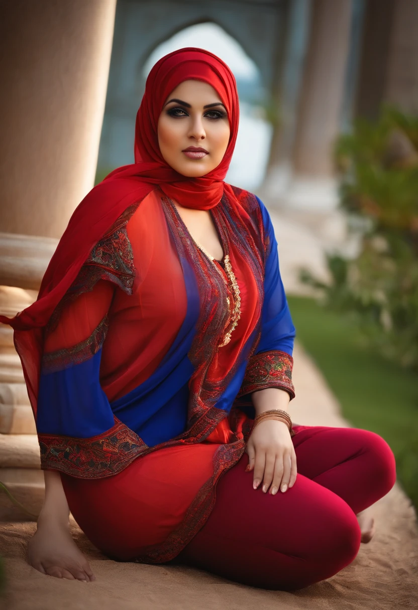 woman in hijab,deep navel,chubby belly,sexy thighs