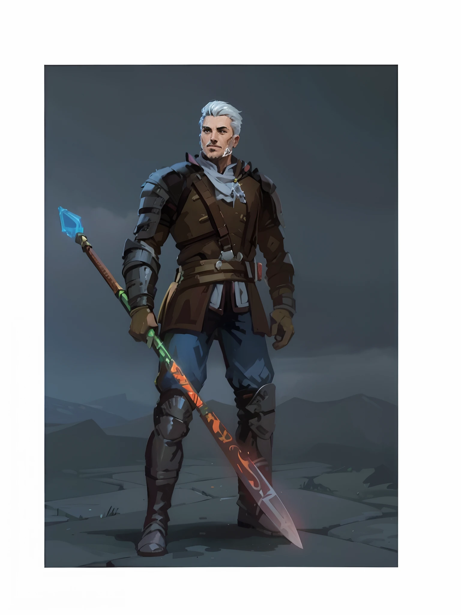 Guerreiro, with magic spear, estilo pintura