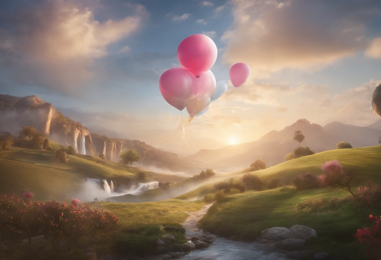 Depict the world through the eyes of a baby:1.5,tiara crown、Hydrogen balloons、Runway circles and clouds,Artistic sense、Beauty Feeling、Futuristic,succinct、Childlike、The tones are pastel,softness,lithe、freely
Think back to your childhood,Have you ever had such a wish?????????sudden,a door opened,You walk in,A magical light begins to envelop your surroundings, Another imaginative fantasy world。Put on your crown,Become an adventurous elf,Carry a hydrogen balloon that symbolizes freedom, In a world full of extraordinary imagination, Everything may not conform to the laws of physics,But everything is even more incredible。Clouds are candies sold at Sky Grocery stores,Meteors are fireworks released by Santa Claus,Run along the runway,The wind will also give way to you