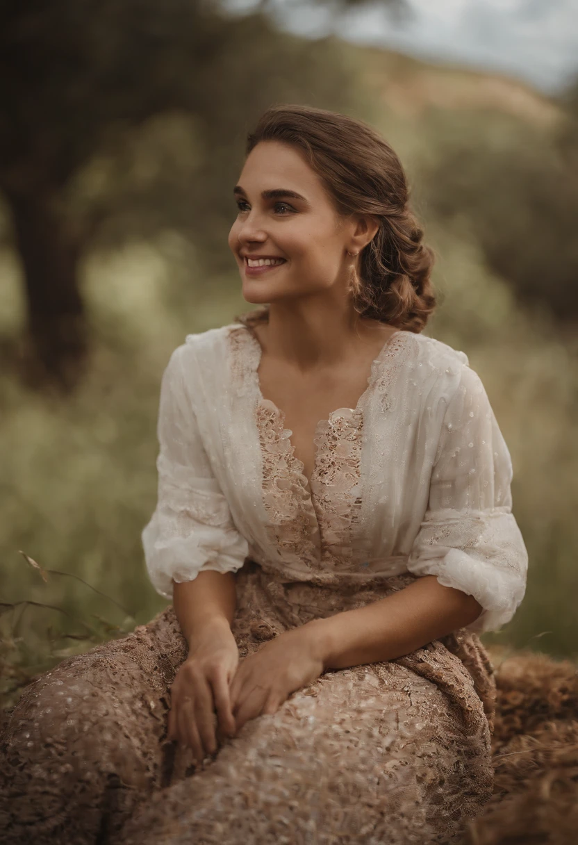 (Pixarstyle: 1.25) Retrato de uma menina, Natalie Portman, Sorrisos, comprimento da cintura com cesto de flores coberto com flor de papoula, textura natural da pele, Texturas 4k, HDR, Complexo, altamente detalhado, foco nítido, cinematic look, hiper-detalhado