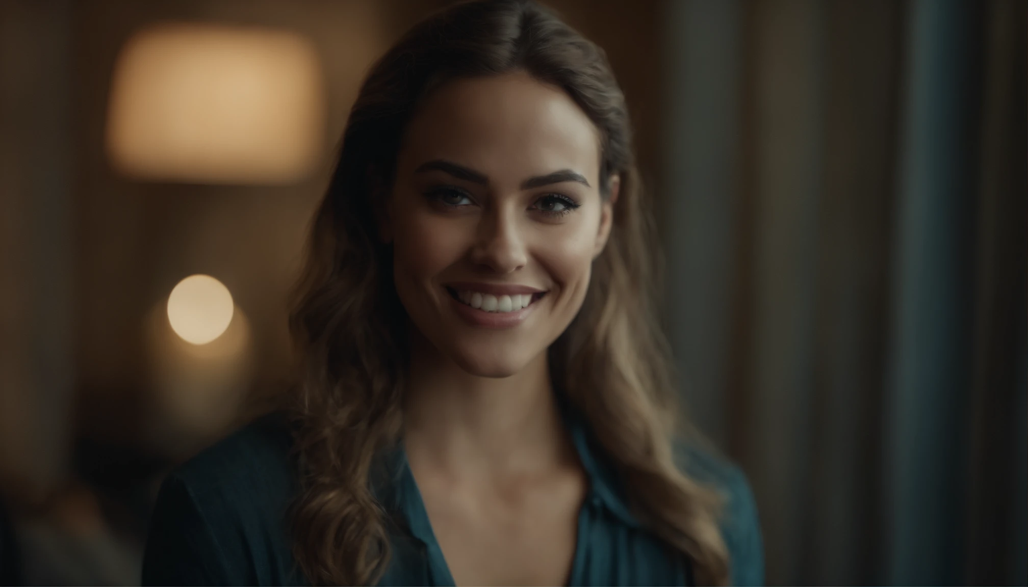 a beautiful young woman portrait, cute face, smile, a stunning intricate full color photo, epic character composition, sharp focus, natural lighting, natural colors, subsurface scattering, f2, 35mm, ((((cinematic look)))), soothing tones, insane details, intricate details, hyperdetailed, low contrast, soft cinematic light, exposure blend, faded, lut, slate atmosphere
