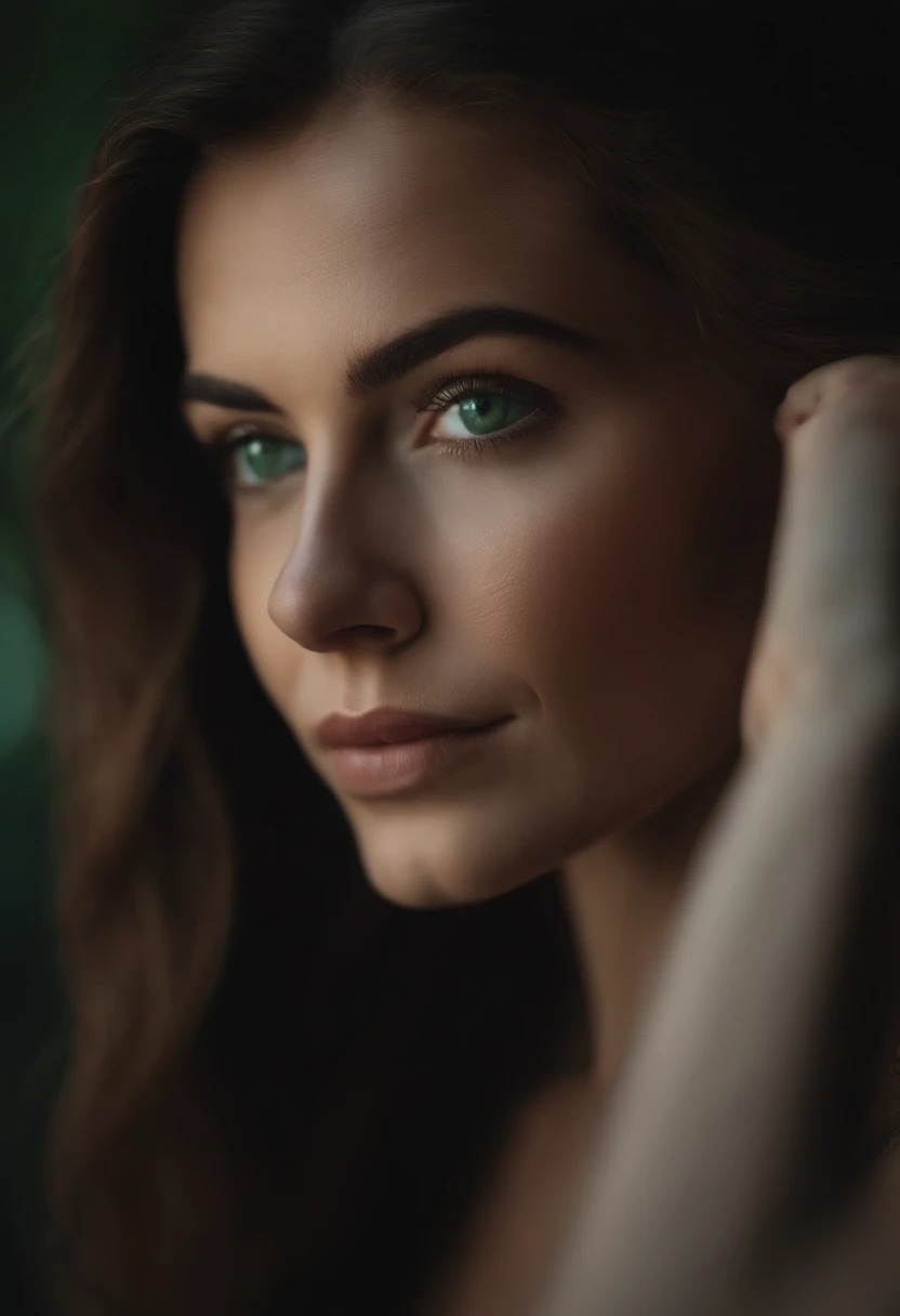 arafed woman with long hair and green eyes posing for a picture, 60mm portrait, 50mm portrait, 7 0 mm portrait, cinematic headshot portrait, 50 mm lens photo portrait, soft portrait shot 8 k, closeup headshot portrait, full - face close - up portrait, full face close up portrait, close up face female portrait, young woman's face