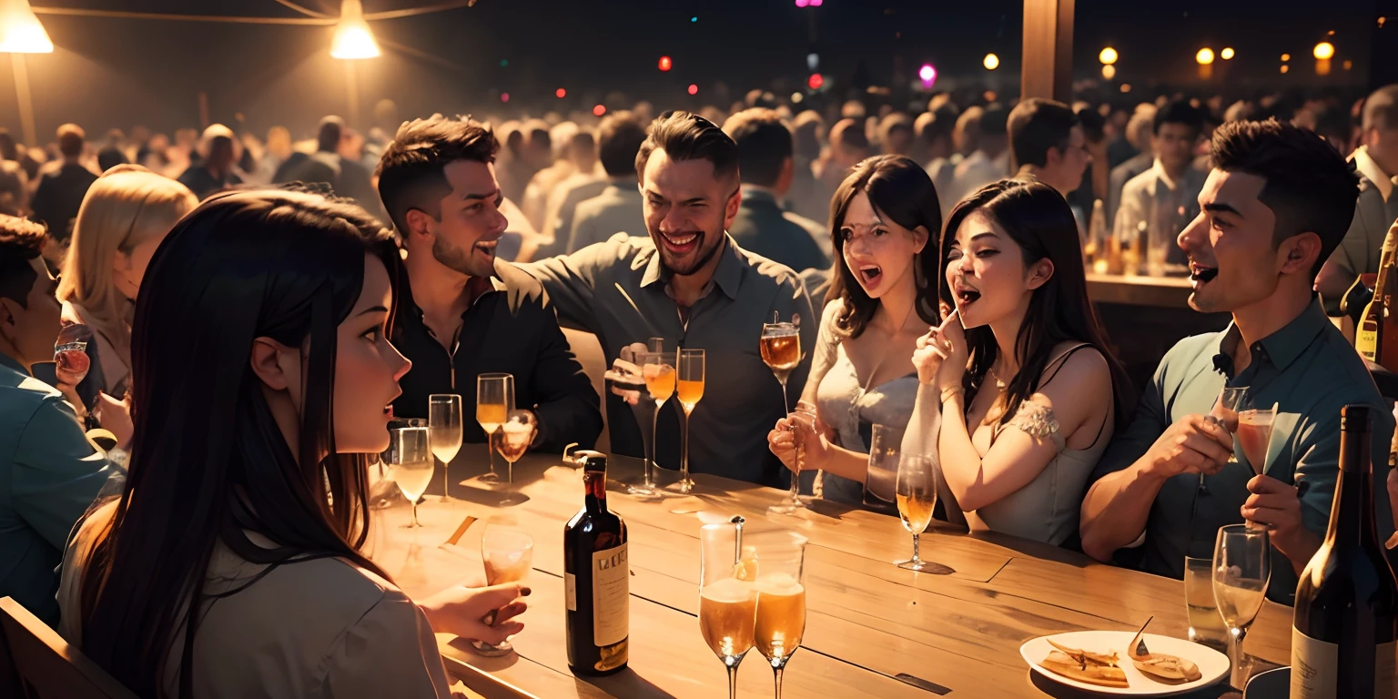 A drinking party with a lot of people