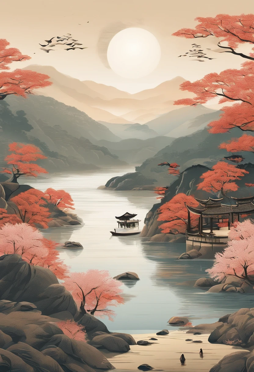 Carton packaging scene diagram:Yamakawa,rios,Sun,Epic composition,shadowing,National style,A very detailed ukiyo-e style illustration,A masterpiece with packaging design,Lifelike illustrations,Layered composition,Calm and pastel palette - AR 3:4-upbeta-s 750-style original